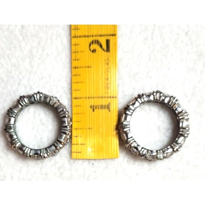 Lot of 2 Vintage 60s-80s Silver Tone Eternity Ring Bands Open Back Sizes 9 & 10