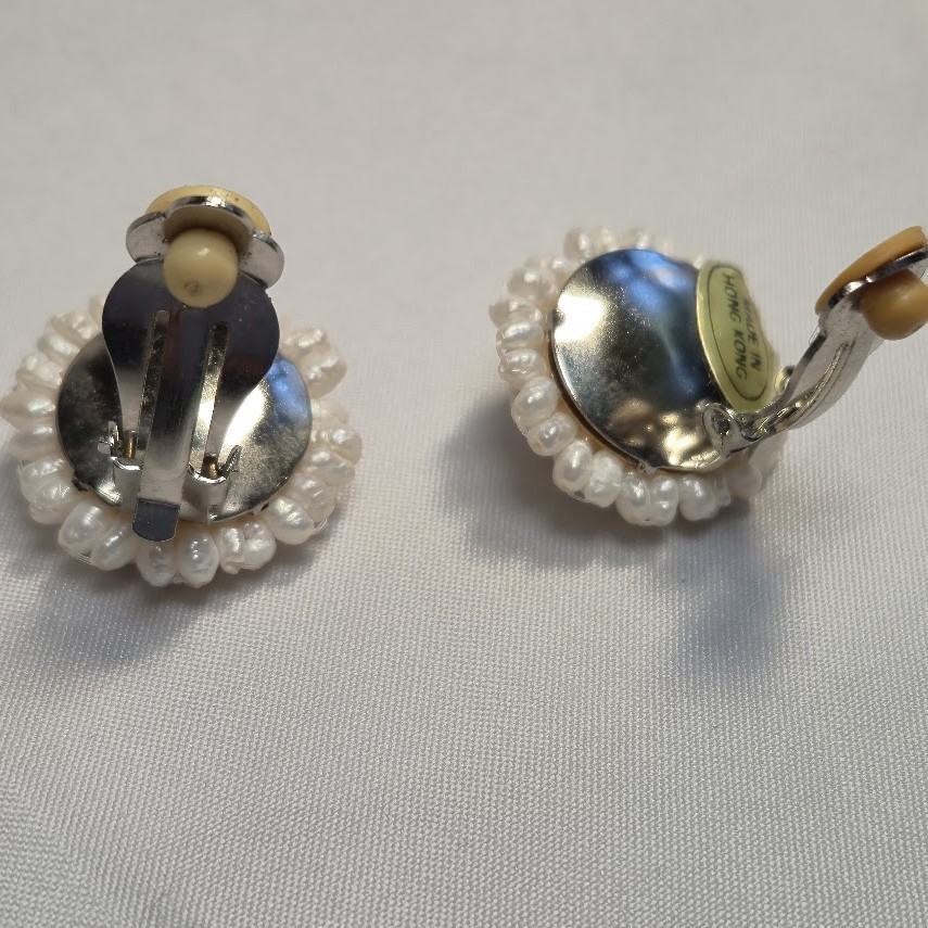 Fresh Water Pearl Clipon Earrings Vintage New Old Stock