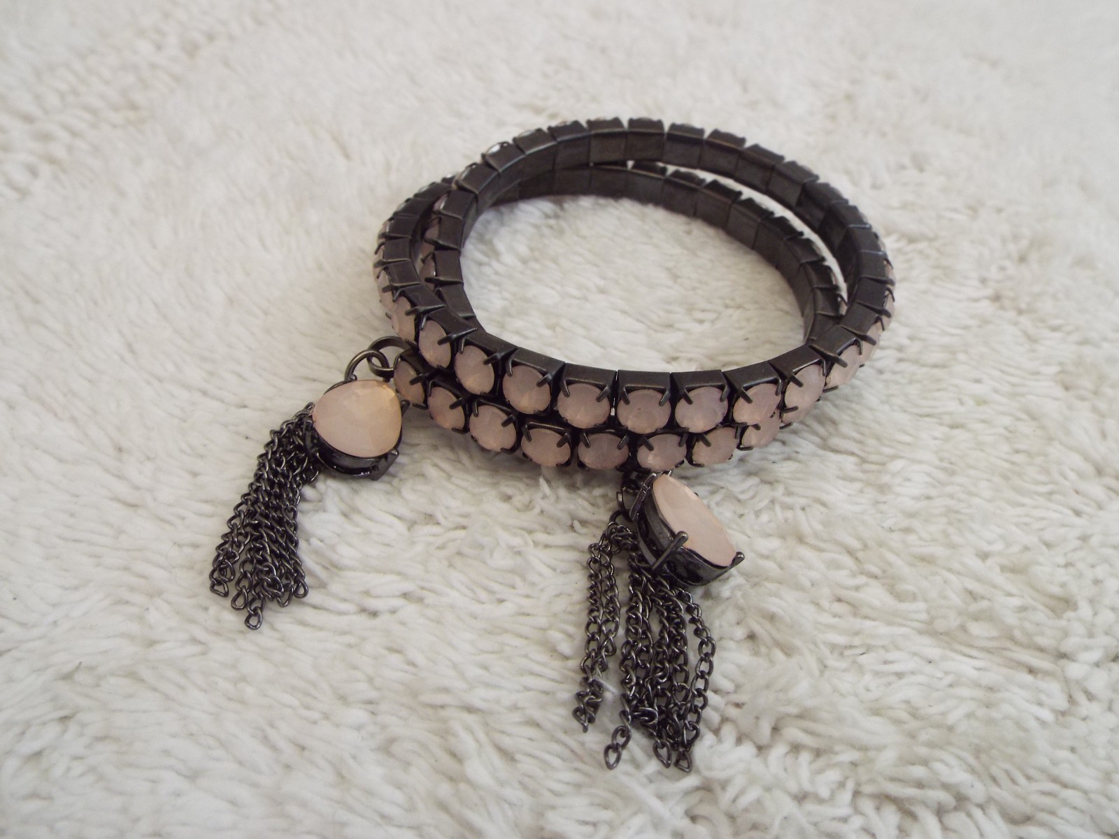 Gunmetal Pink Bead Coil Bracelet (B6)