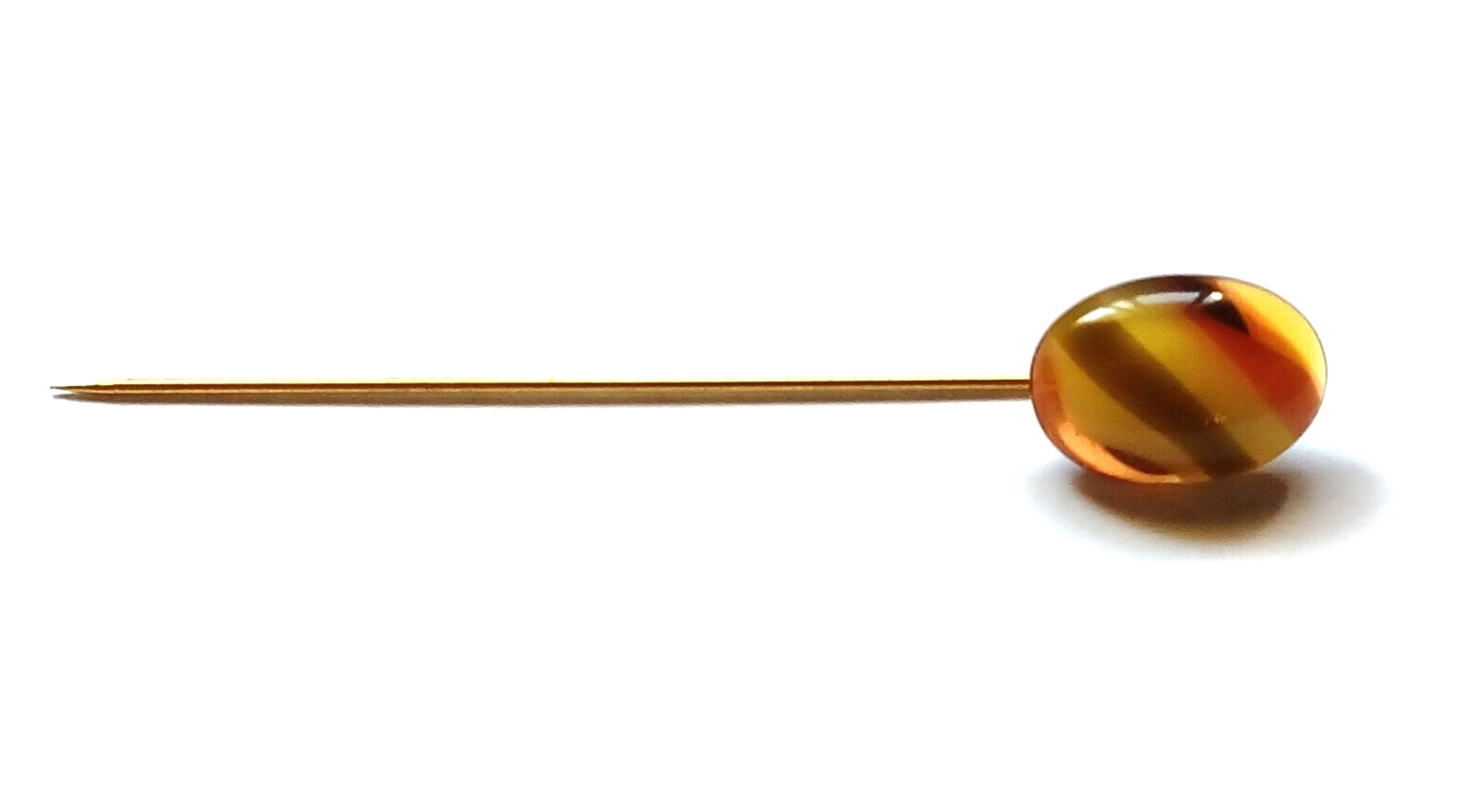 Vintage Brown & White Glass Swirl Stick Pin