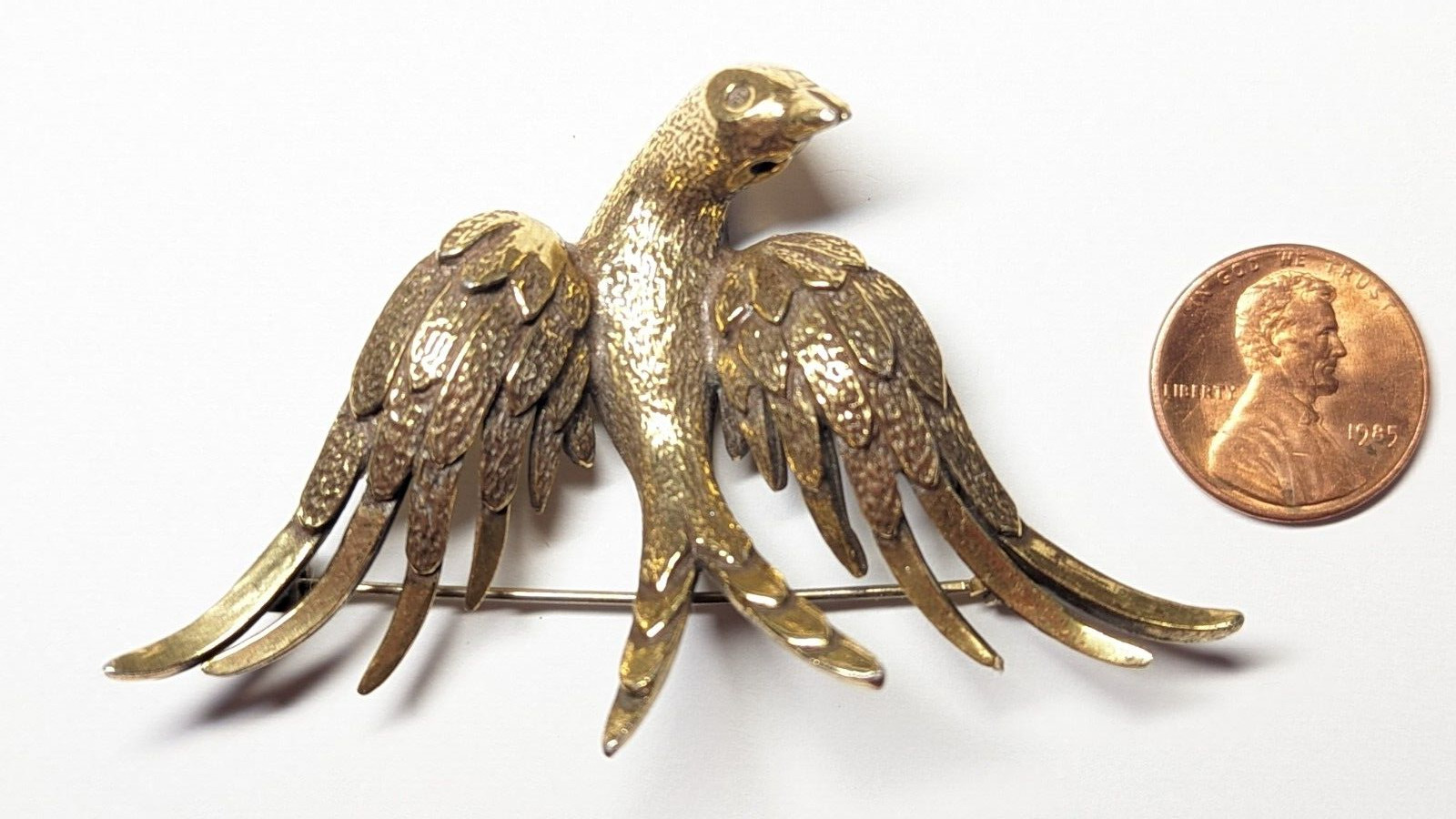 VINTAGE ZENTALL EAGLE BROOCH PIN SIGNED GOLD TONED