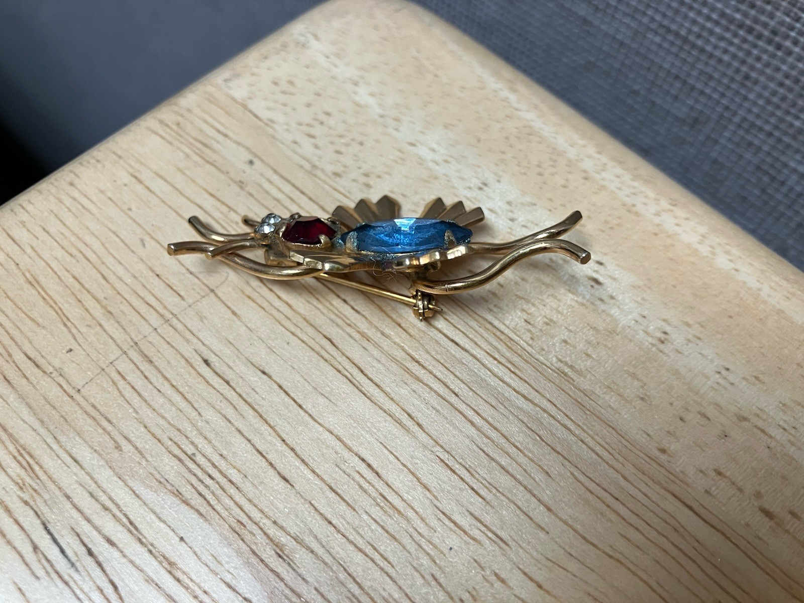 Lot 2 Vtg Insect Bug Brooches Coro Blue Belly Unsigned Topaz Rhinestone Goldtone