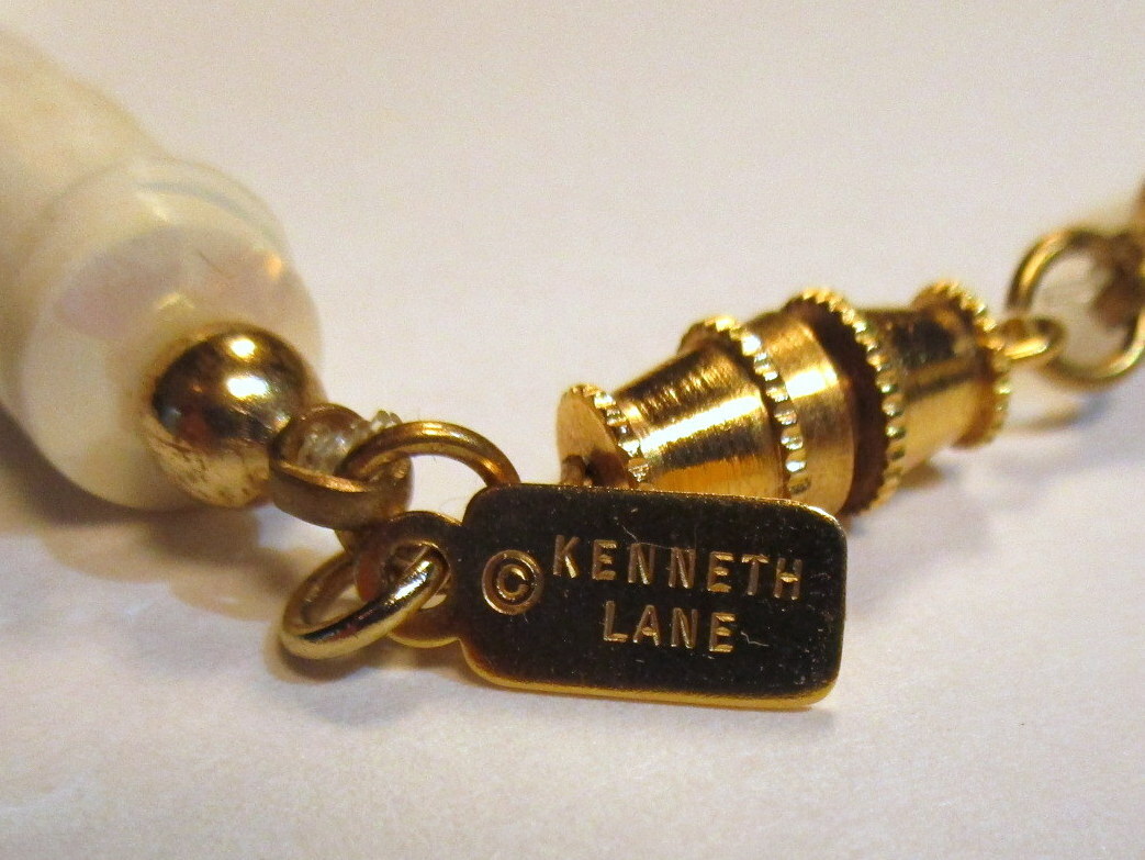 Vintage Kenneth Lane Signed Puca Shell Necklace Accented with Golden Beads