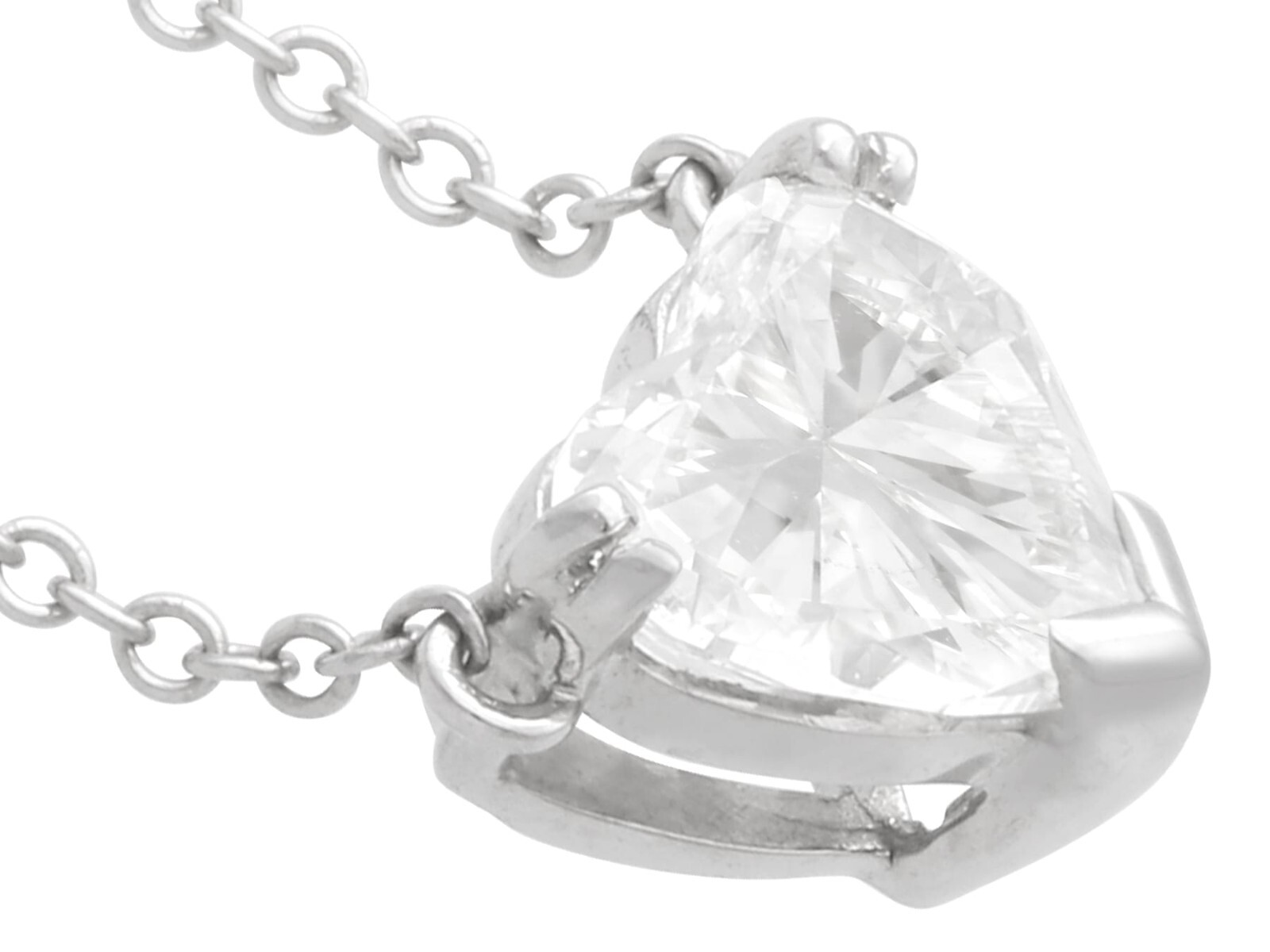 Vintage 1.00Ct Diamond and 18k White Gold Solitaire Pendant Circa 1990