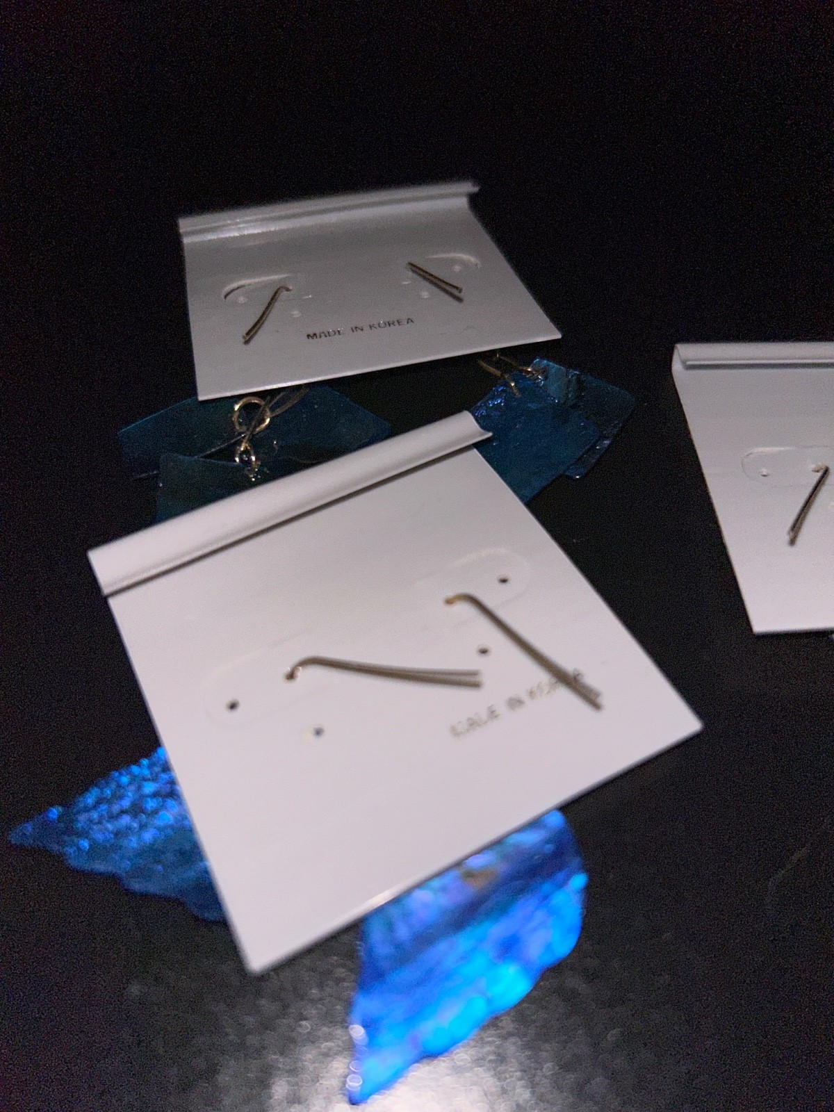 Vtg 3 pair Iridescent Cobalt Blue Genuine Paua Shell Earrings Hypo-allergenic