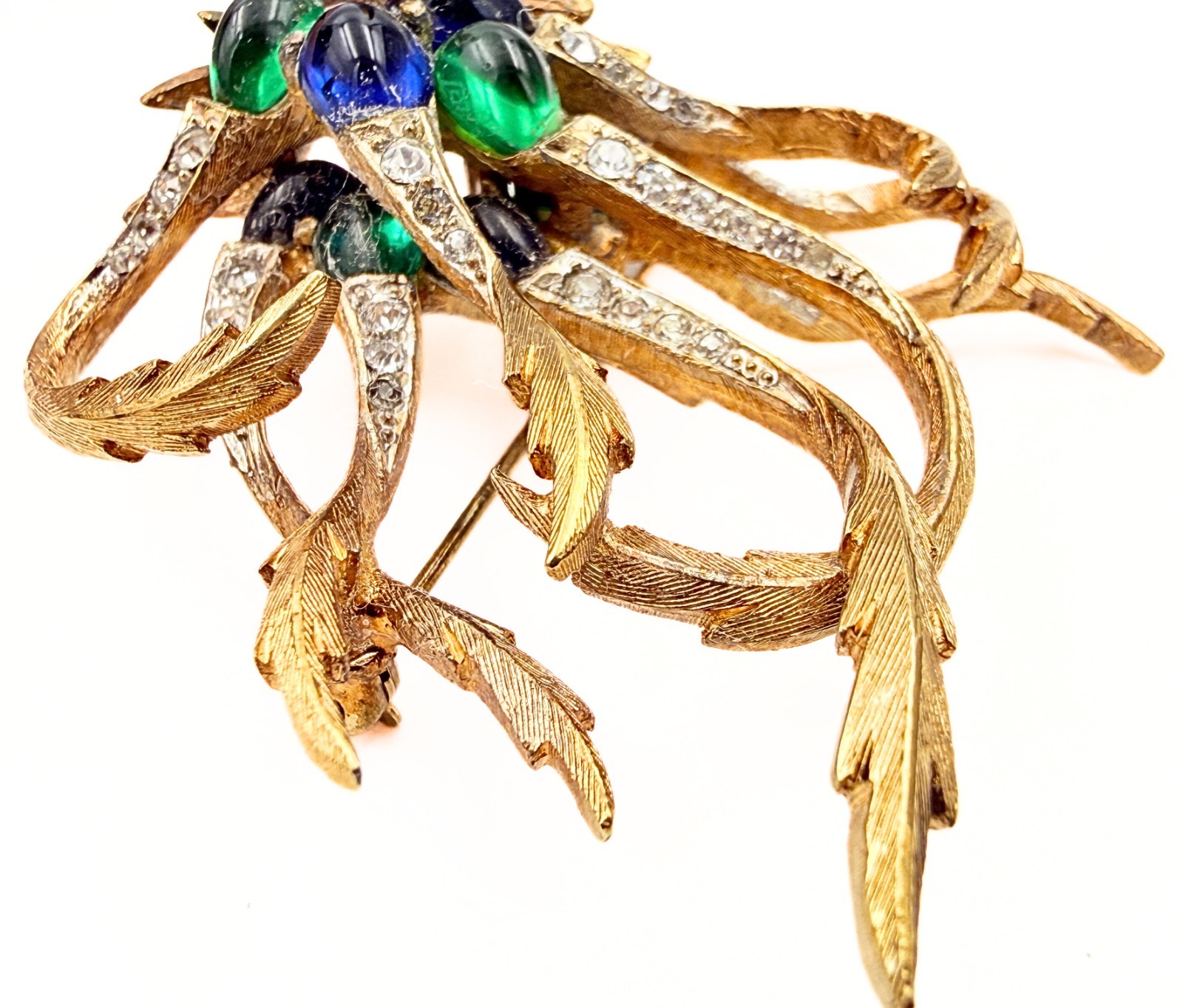 Rare Marcel Boucher Limited Edition Gripoix Cabochon Pave Rhinestone Brooch Pin