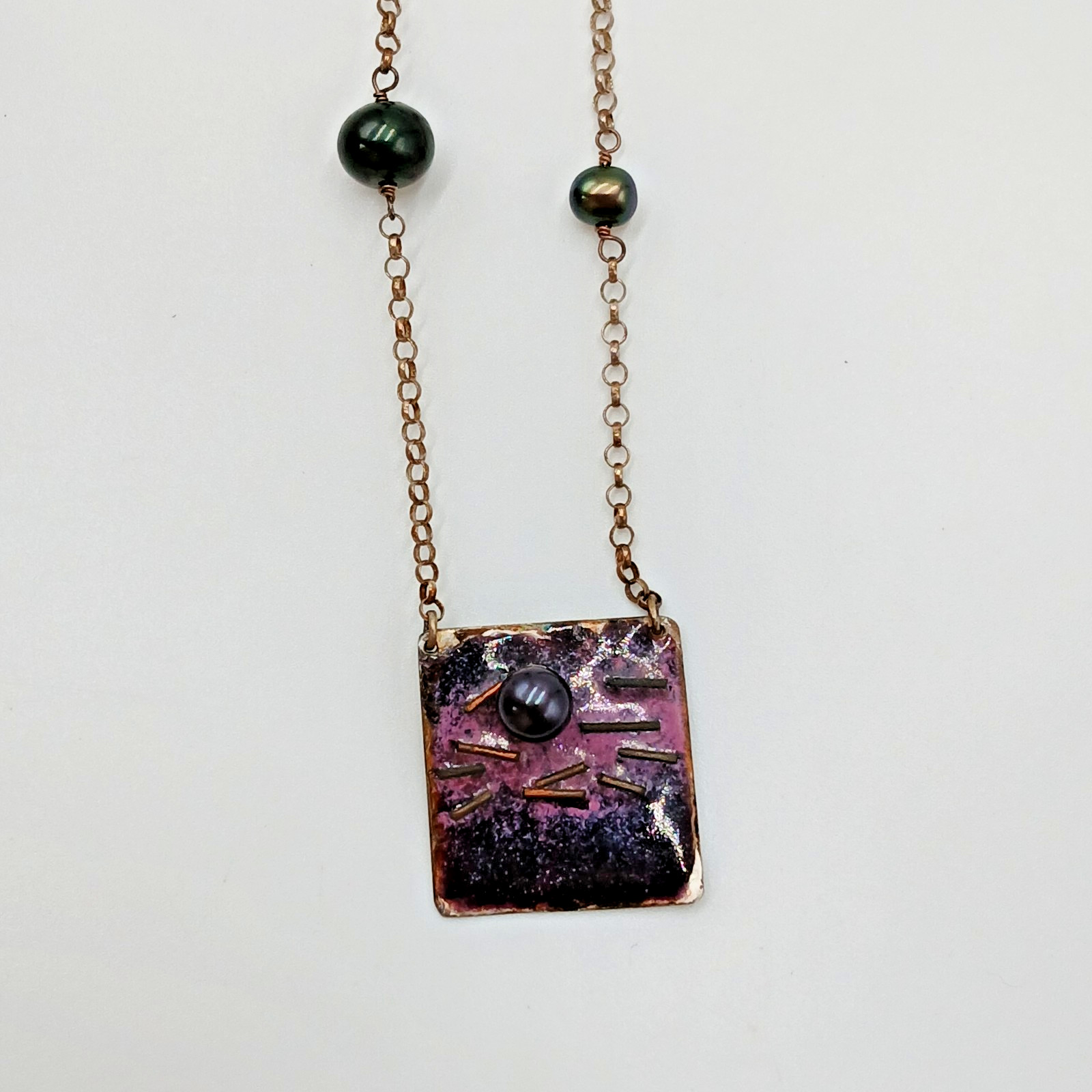 925 Station Peacock Pearl Necklace 24in Sterling Silver 12gtw Artisan Enamel