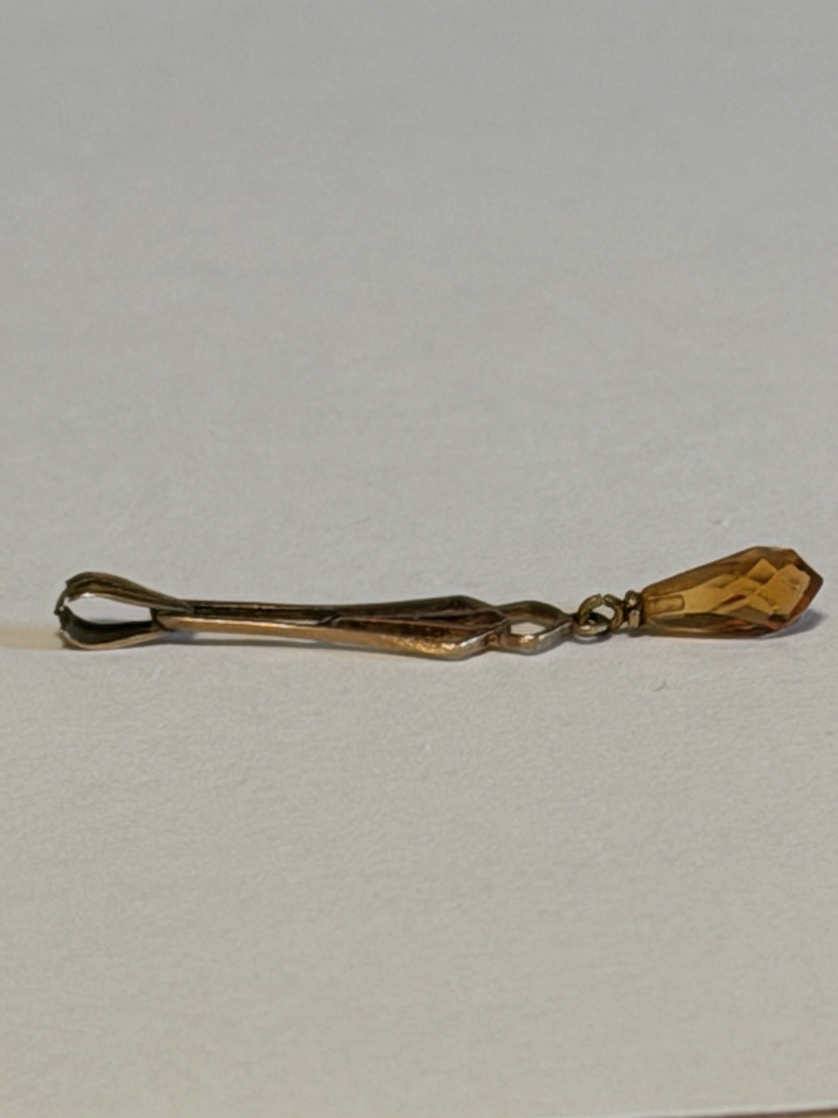 Vintage Circa 1920’s Lavalier, 10 Kt Gold With Citrine Briollete Drop