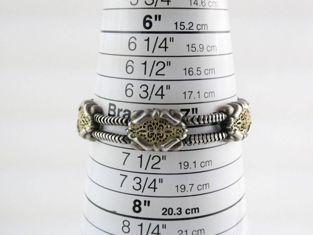 William Schraft Sterling Silver and 18k Gold Filigree Brutalist Bracelet 7.25 In