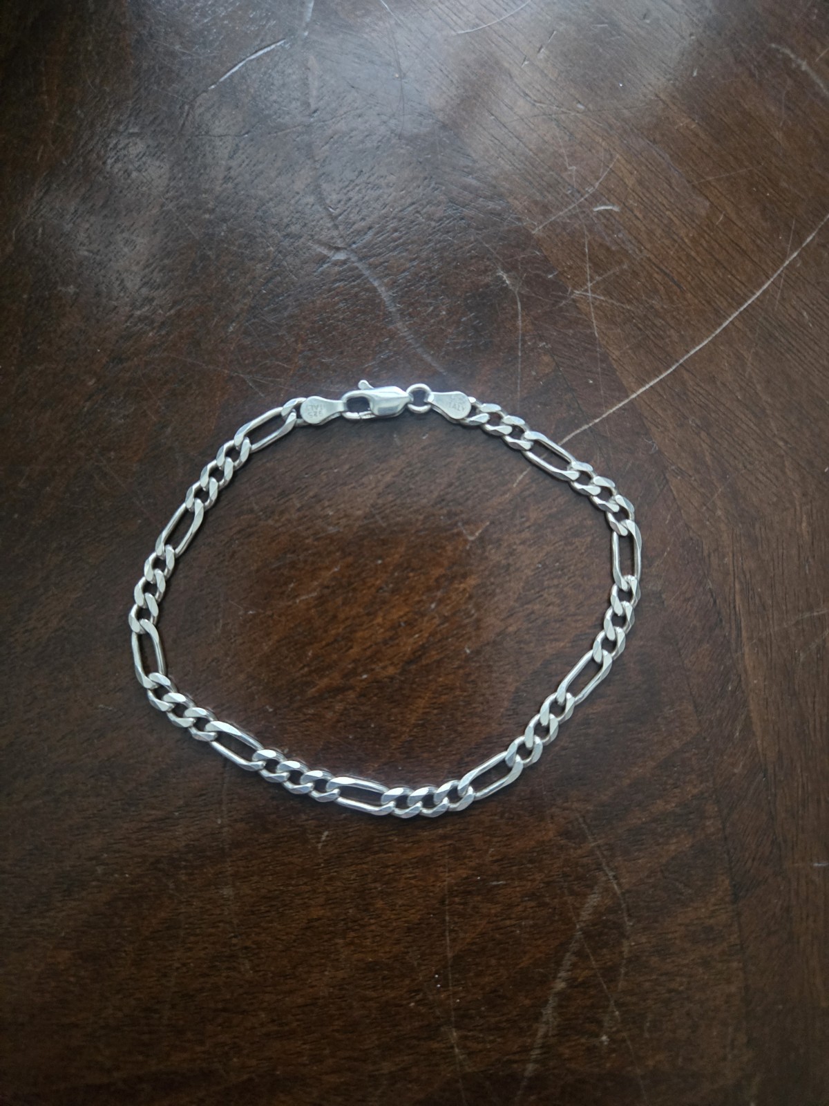 Vintage Sterling Silver Figaro Chain Bracelet 8″