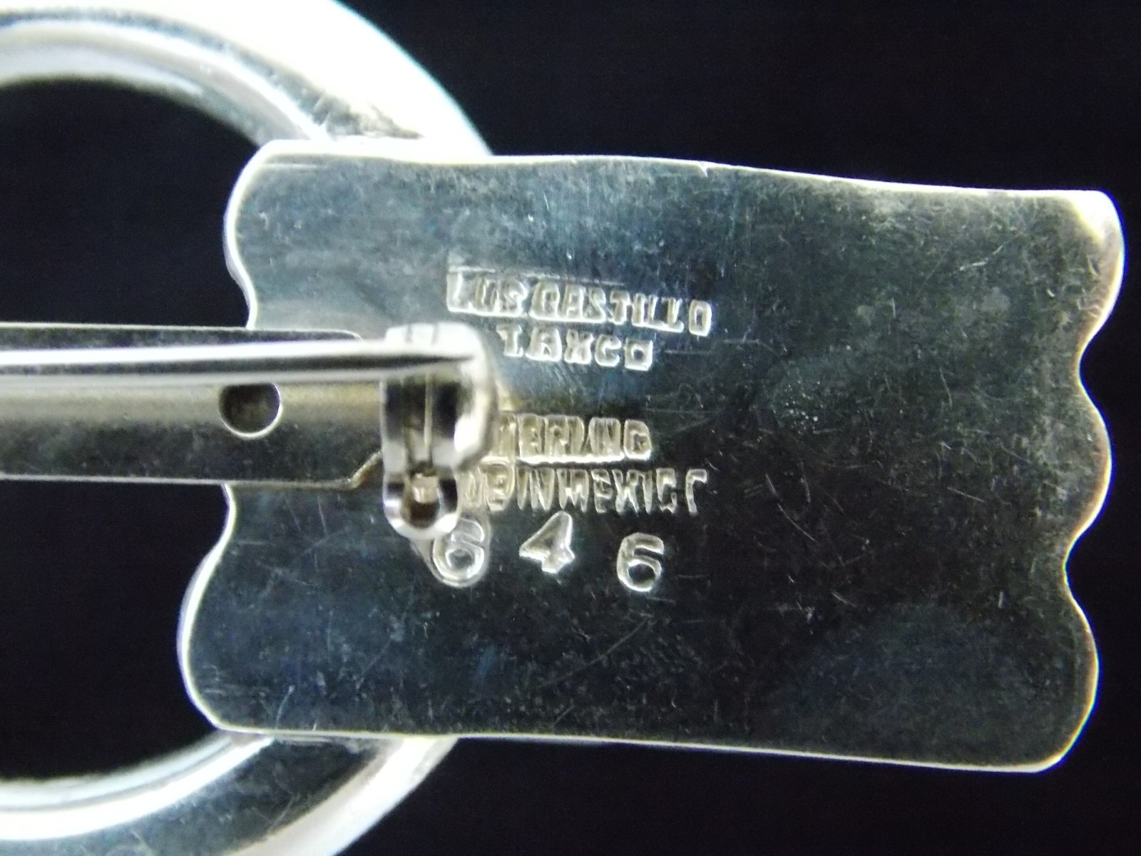 Vintage Los Castillo Taxco Mexico 925 Sterling Silver Scarf Pin Brooch 1942-1948