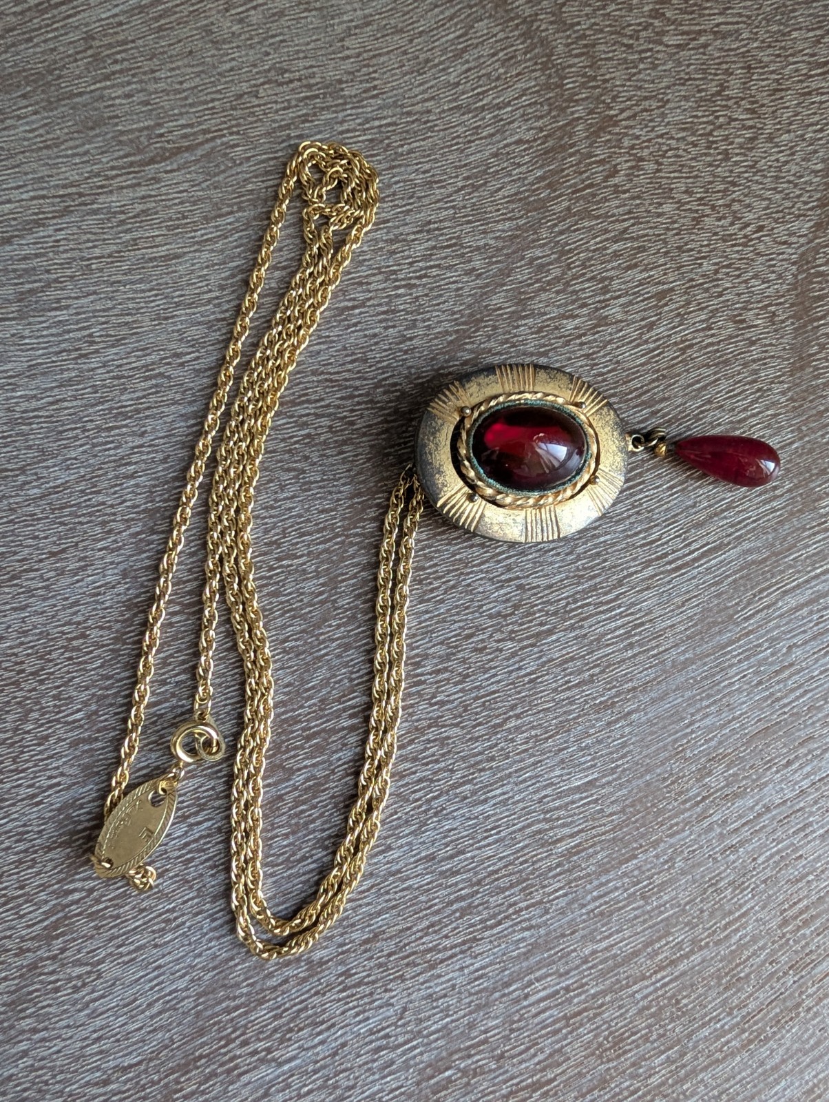Vintage Lui Chantant Victorian Revival Convertible Brooch Pendant Necklace