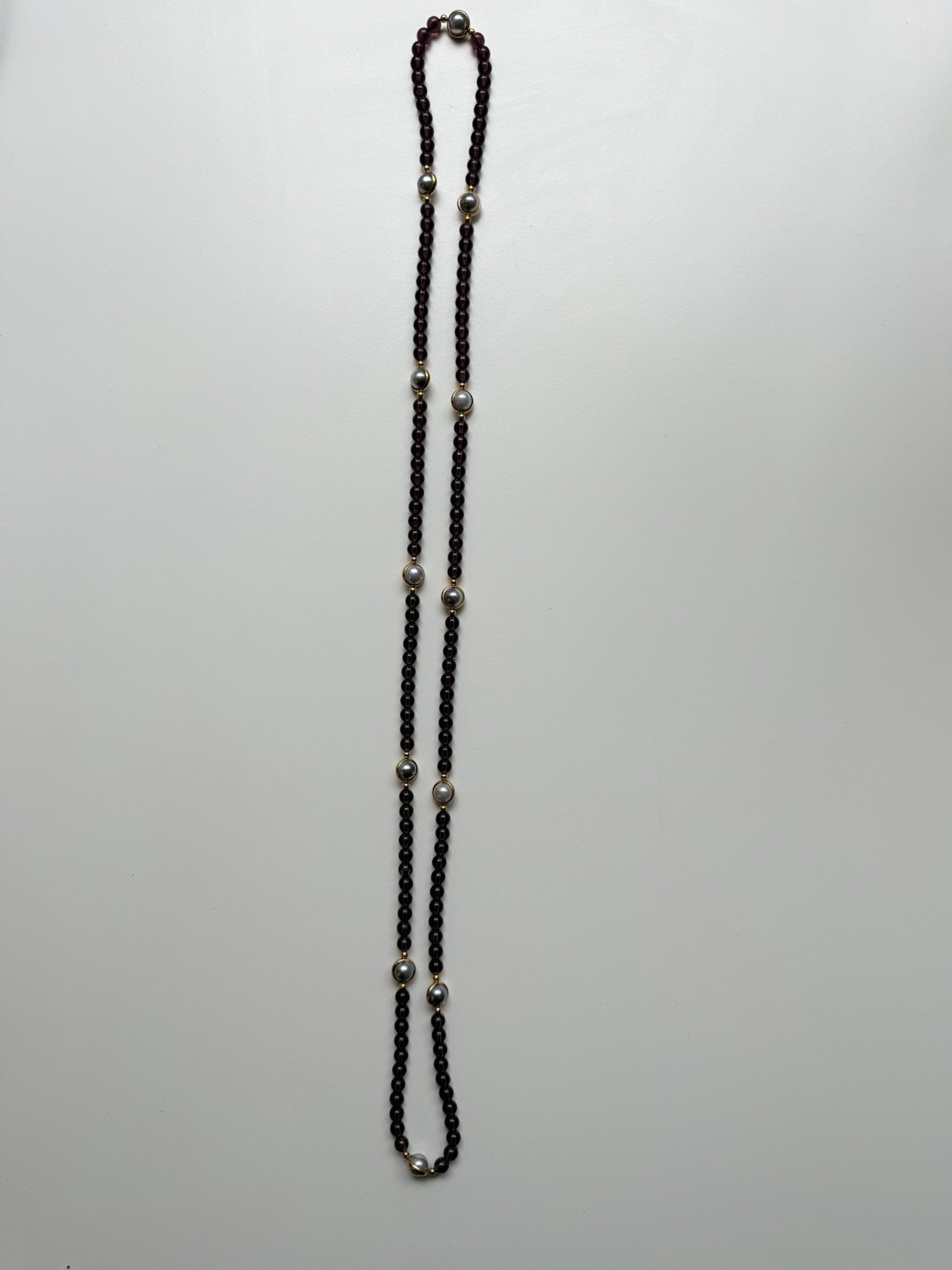 Two Vintage Necklaces, Blue Porcelain and Purple with Faux Pearls (3308)