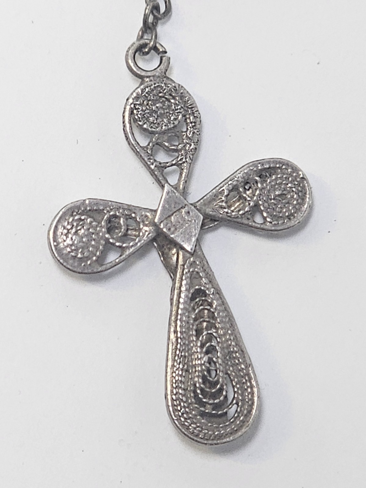 Antique 800 Silver Roman/Italian Filigree Rosary With Case