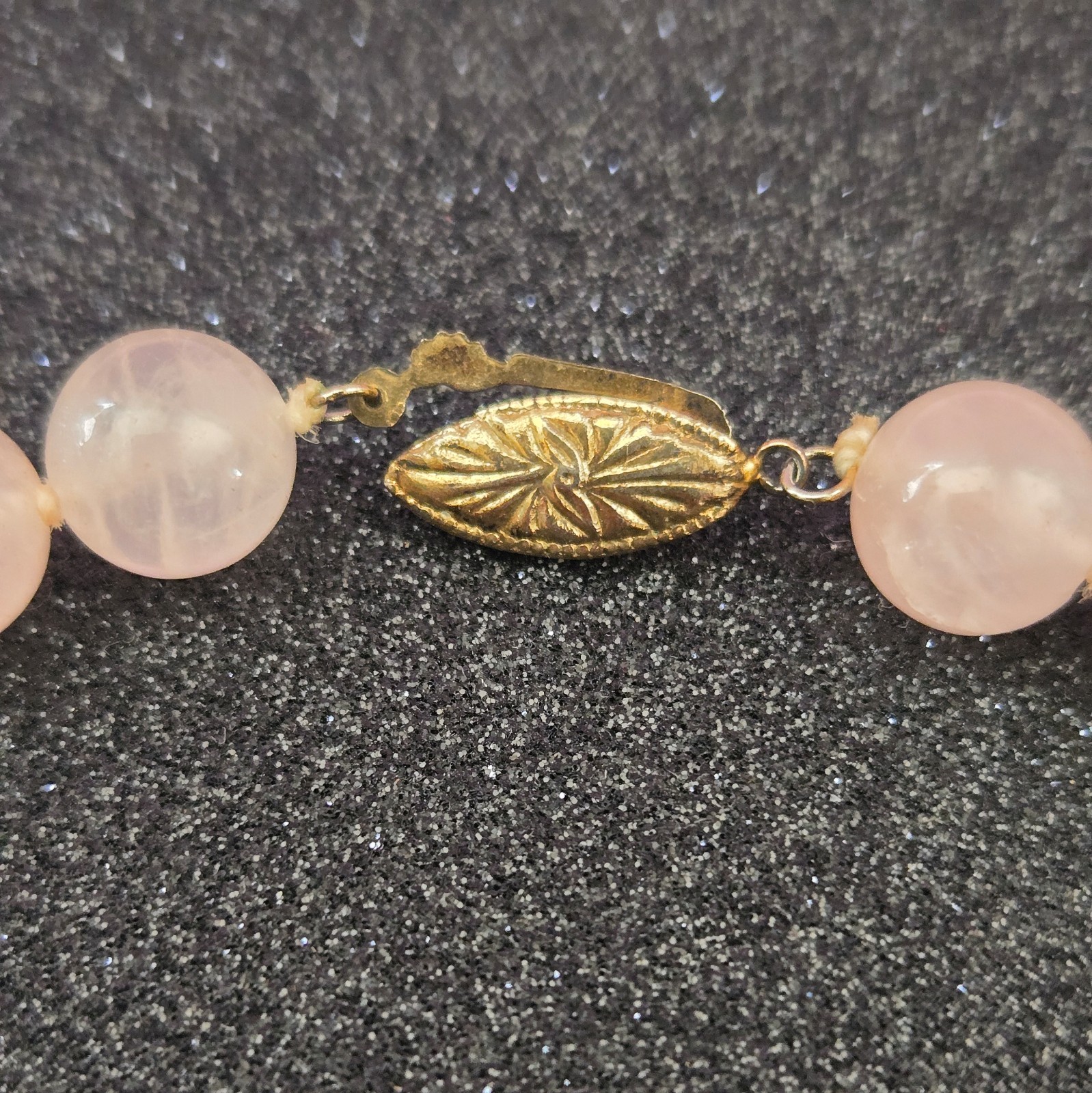Rose Quartz Beaded Necklace Knotted Single Strand 18inch Long Pink Stone Jewelry