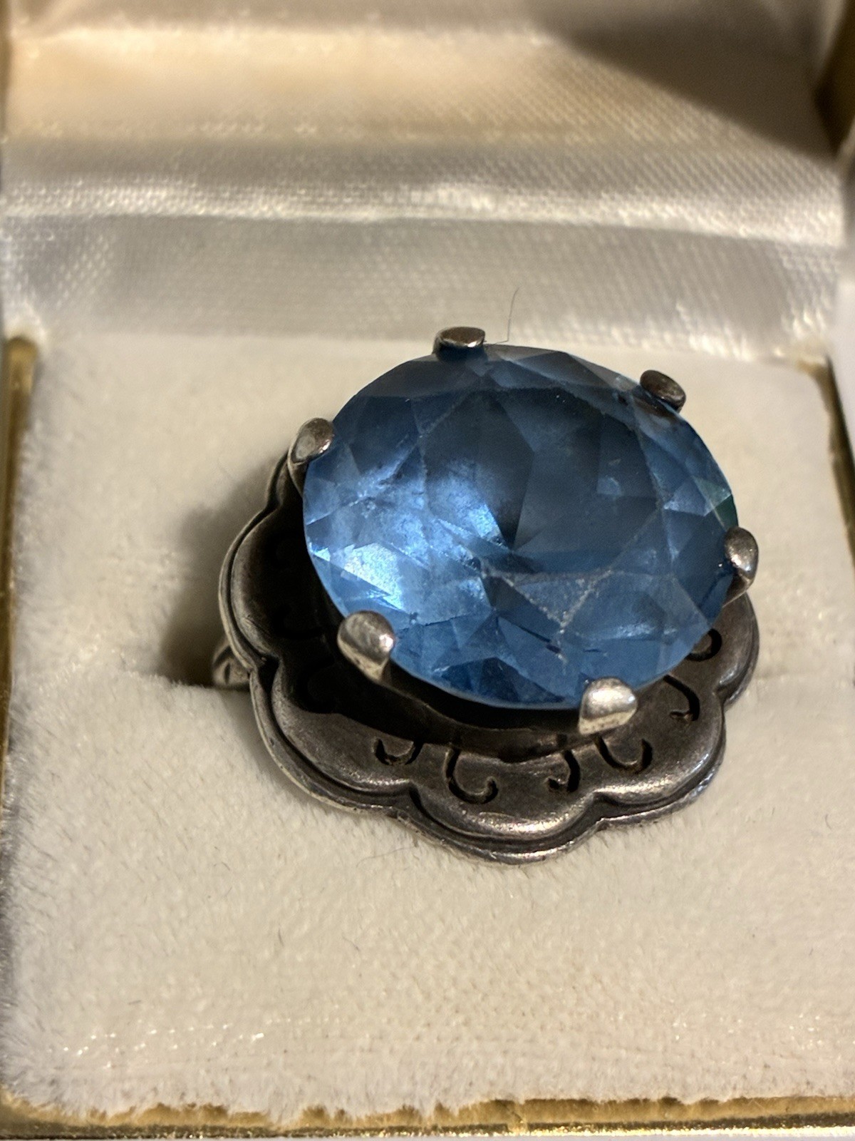 VTG TAXCO MEXICO 925 STERLING SILVER LARGE BLUE SPINEL RING 11.6g SIZE 5