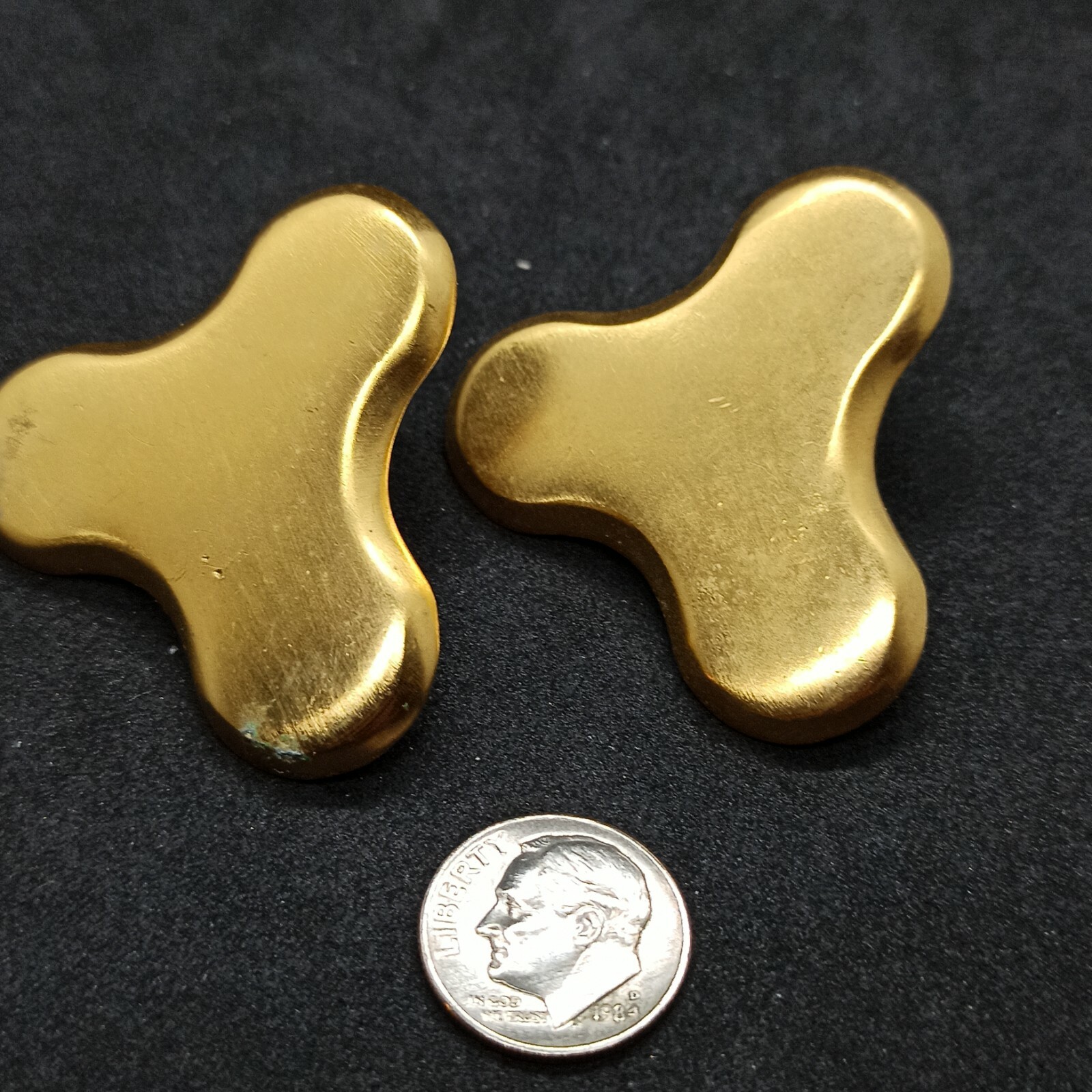 Authentic Vintage Signed REVERE Earrings Large Clover Gold Modernist Elegant