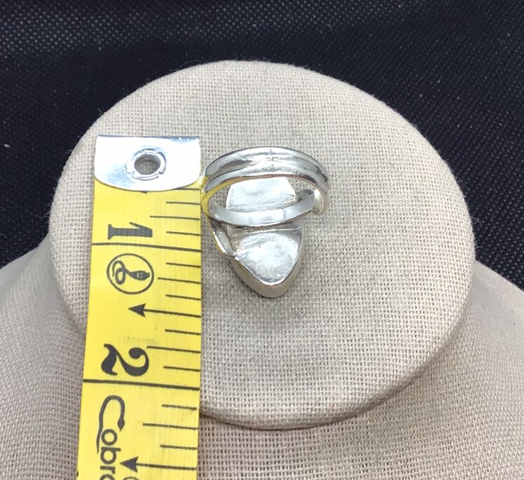 Vintage Silver Plated Long Blue Beryl Stone Ring Sz 8 E916