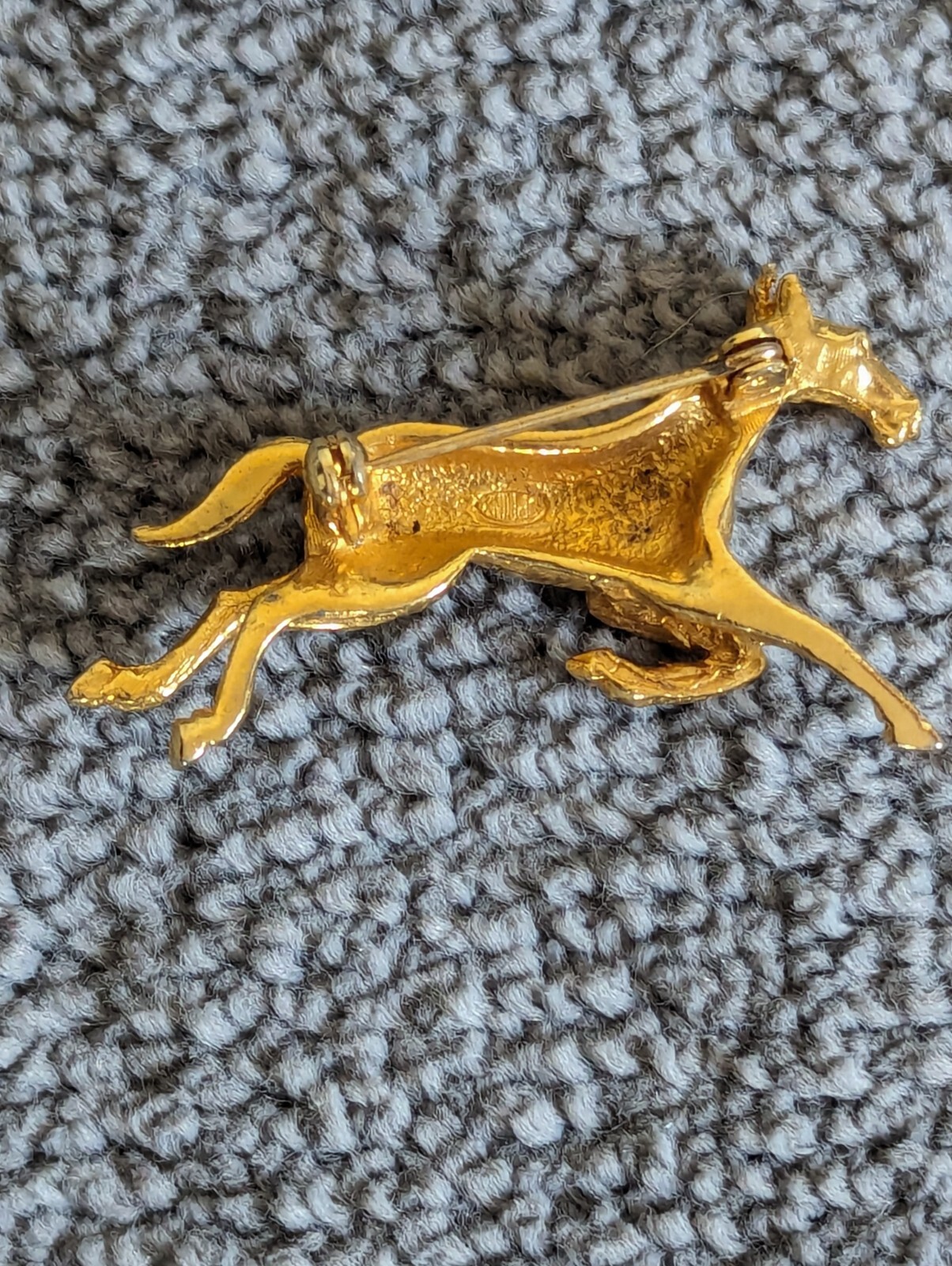 Vintage Running Horse Pin Galloping Wild Stallion Brooch Signed SPHINX Gold Tone