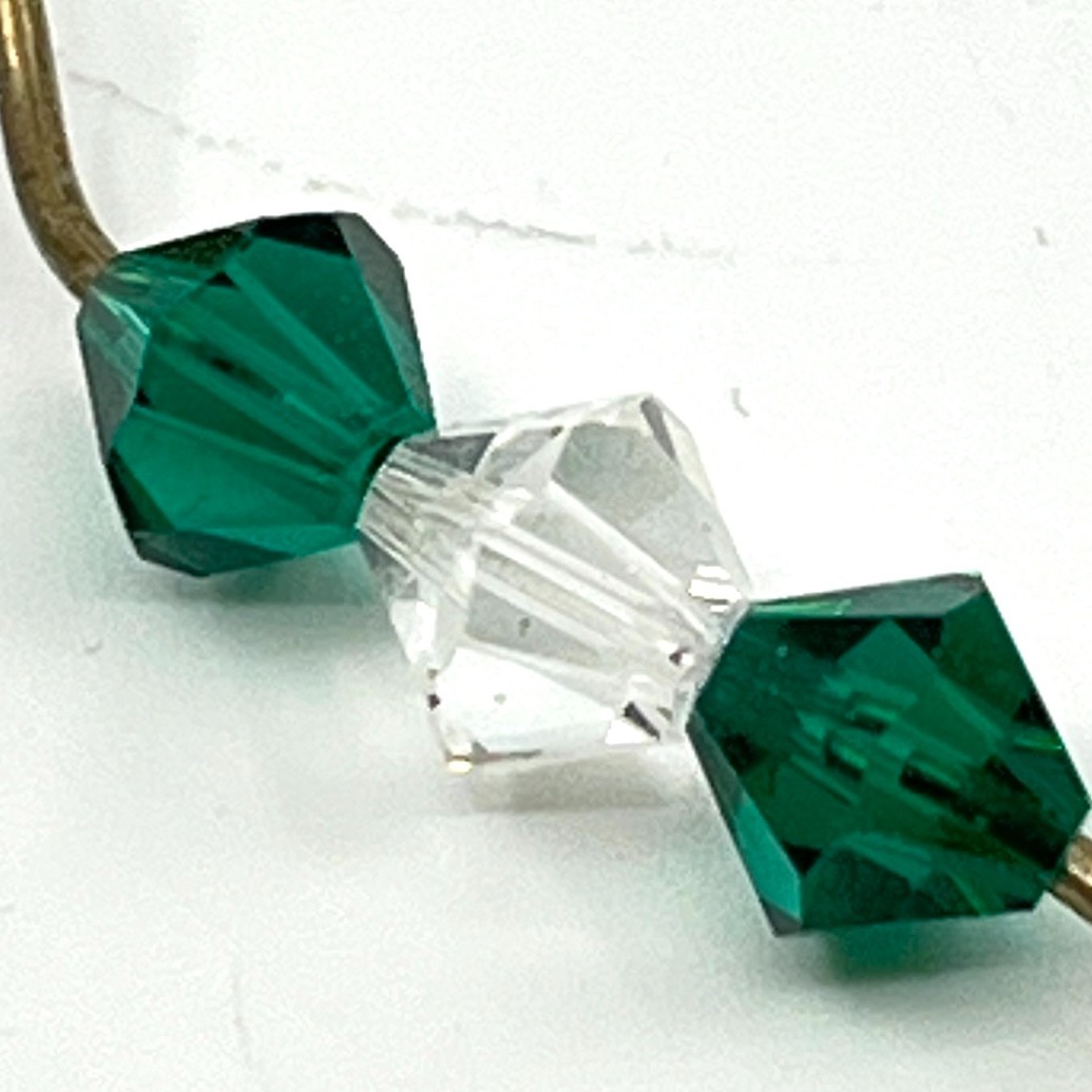 Vintage Classic Green & Iridescent Crystal Angel Pendant Necklace Toggle Clasp