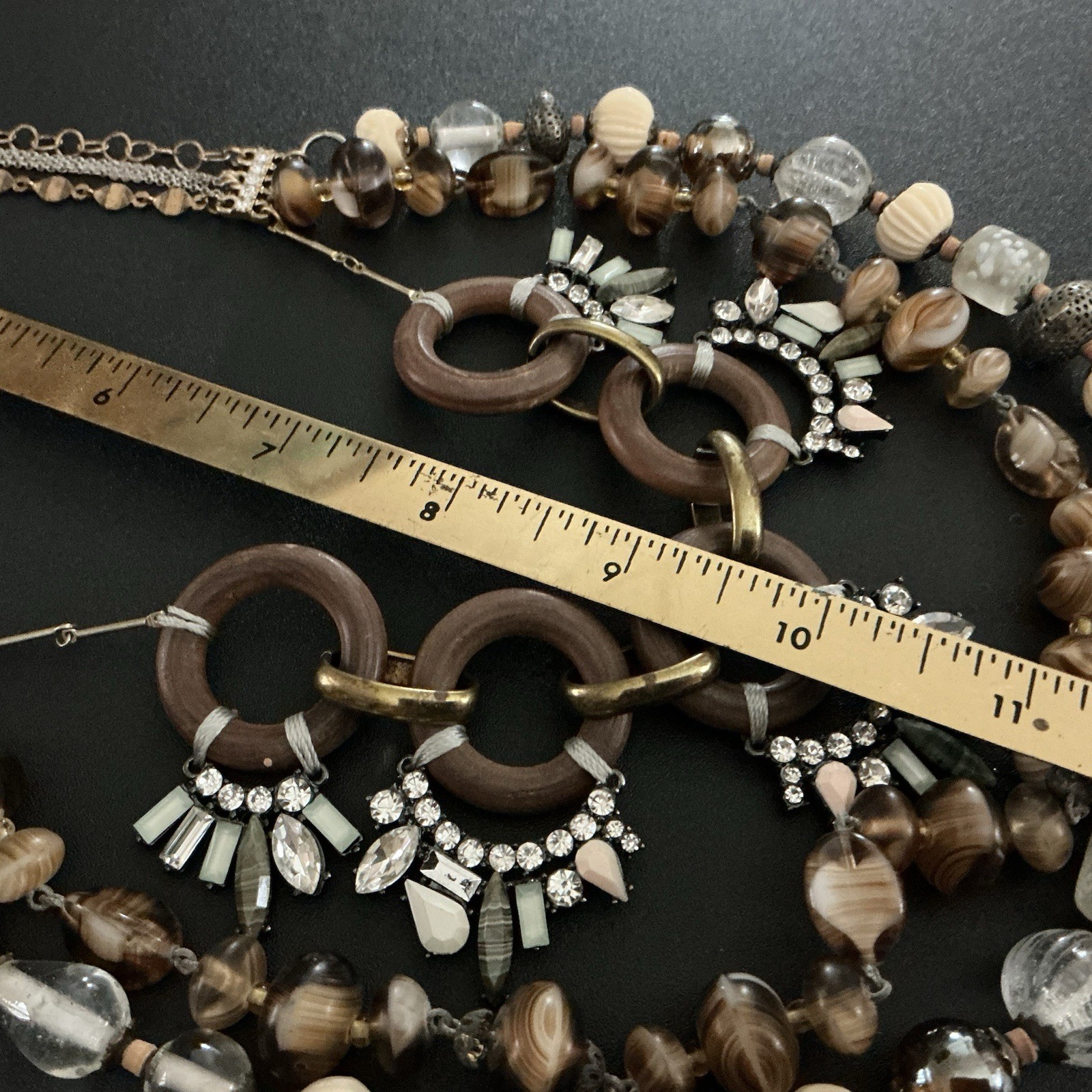 Vtg Bib Necklace Multi Media Eclectic Boho MidCentury Style Maximalist 18”-20” L