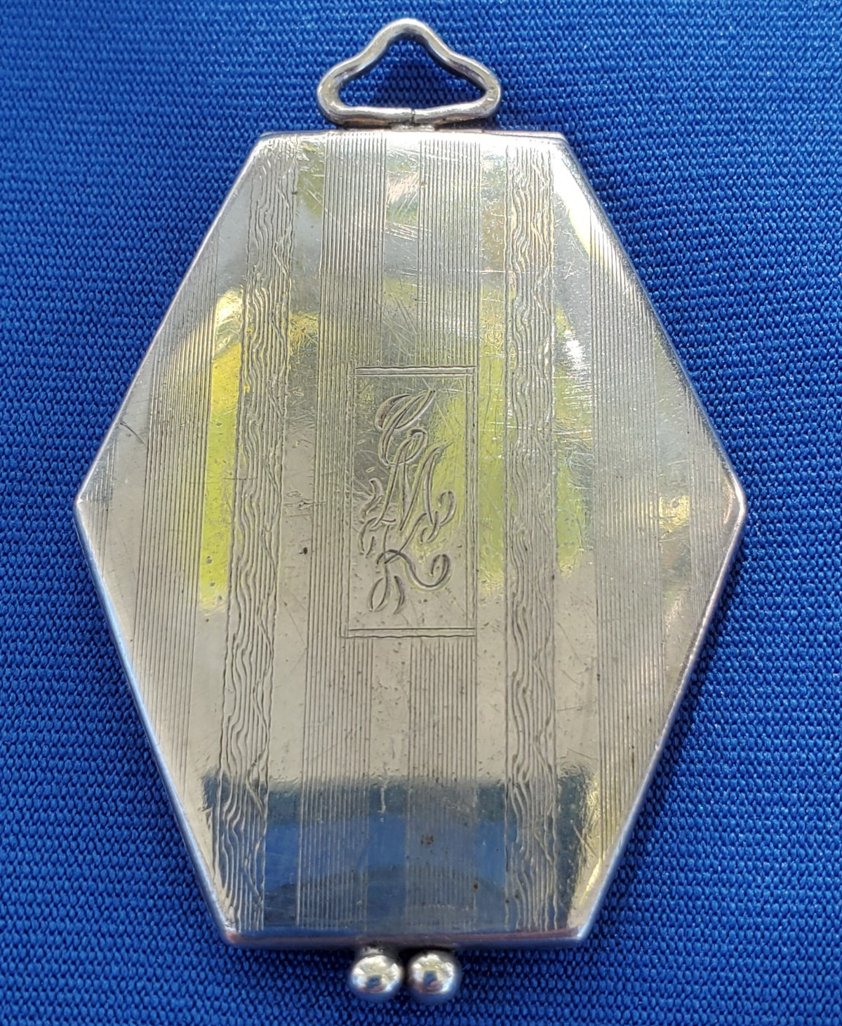 ORIGINAL Antique Deco STERLING SILVER 925 Pendant Vintage Hexagon Lozenge Locket