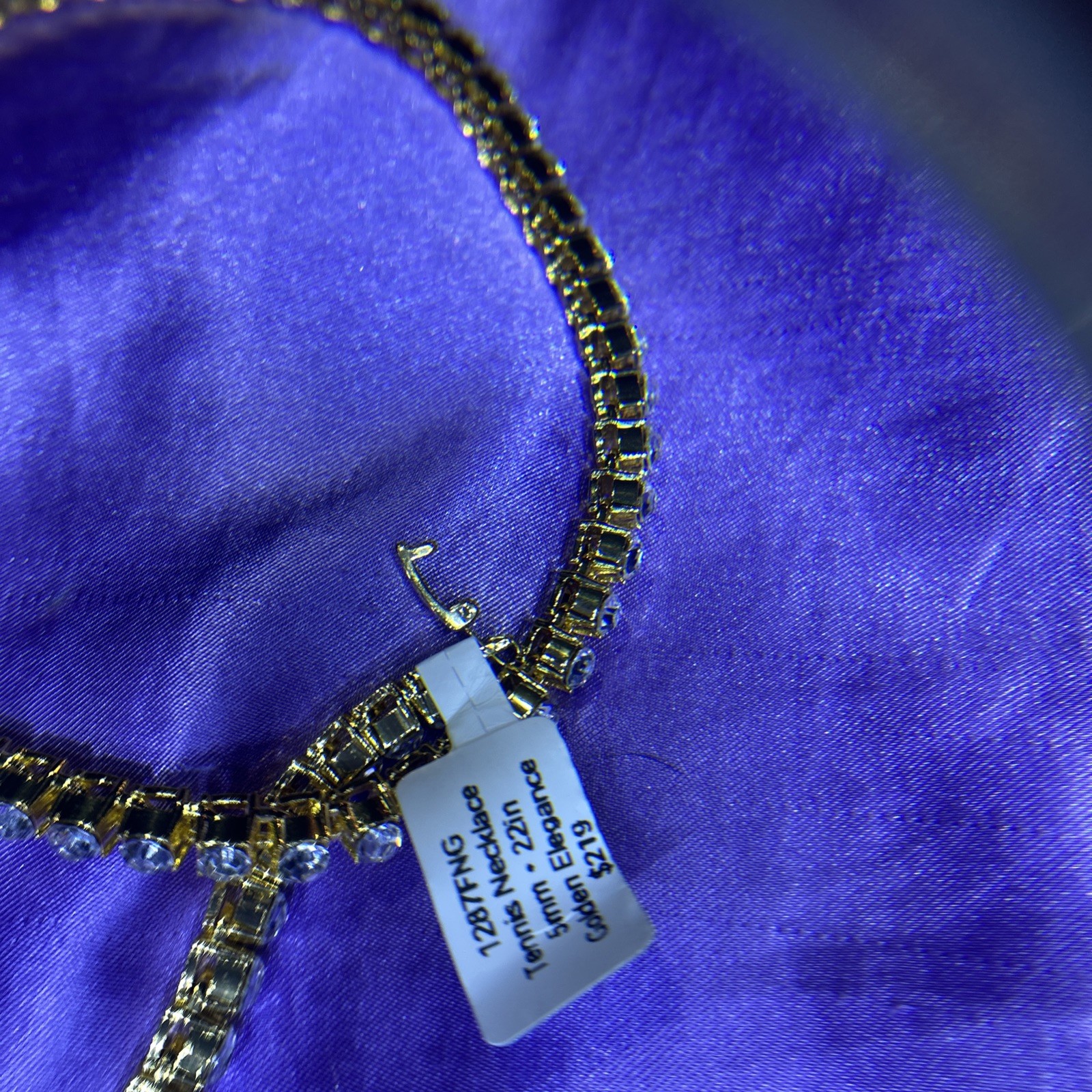 Tennis Necklace Gold Tone CZ 5MM 22 Inches Golden Elegance ￼