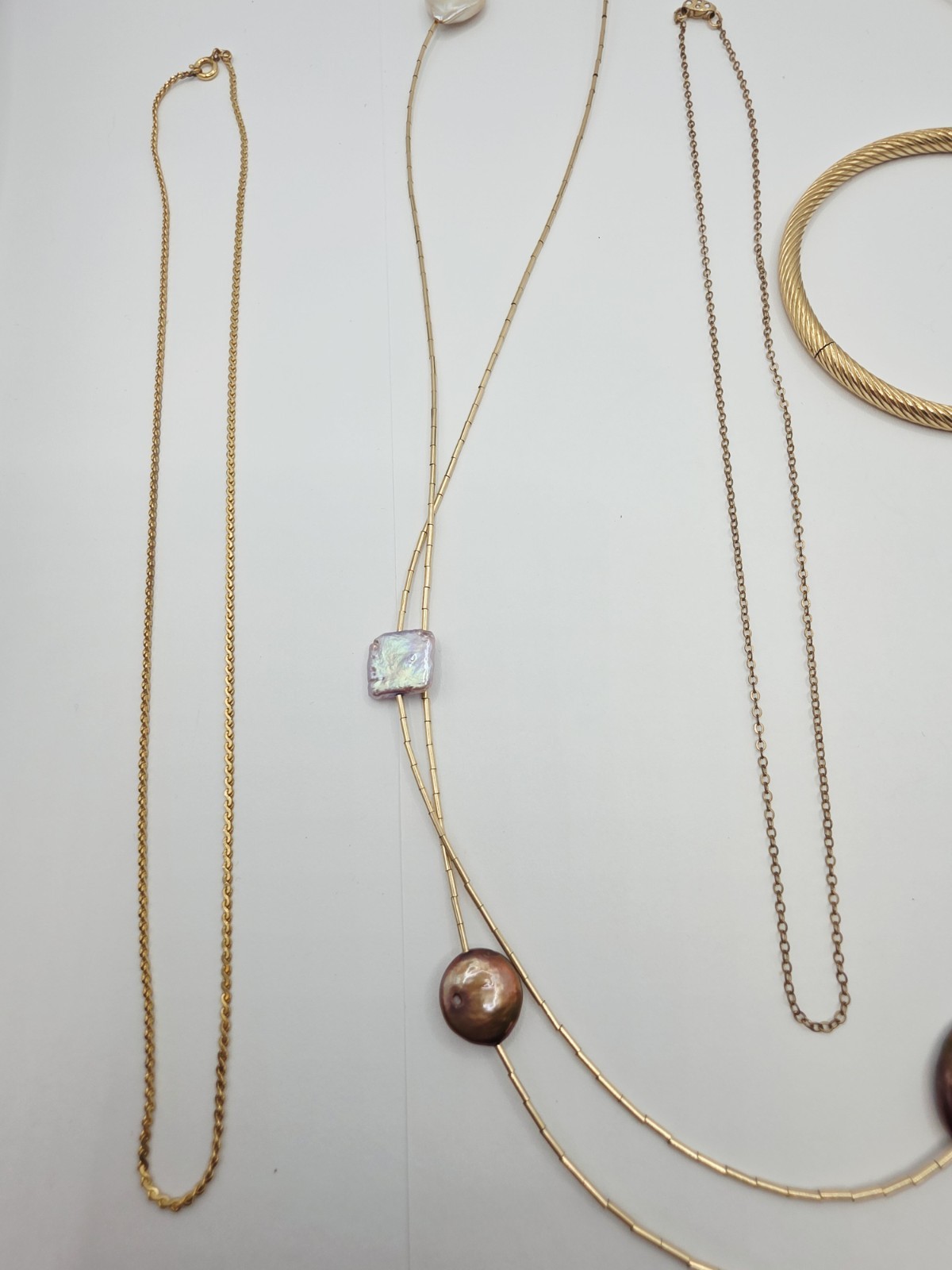 Vintage Gold Filled Jewelry 14K GF Marathon Bracelet Pearl Necklace 20g *read