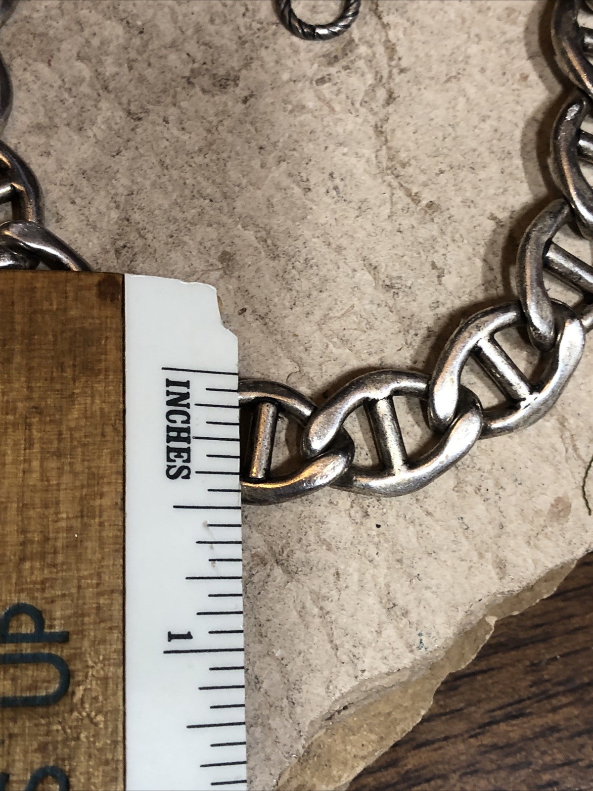 37. CATHERINE POPESCO Silver tone Anchor Mariner Chain Link Bracelet 30g, 8″+1″