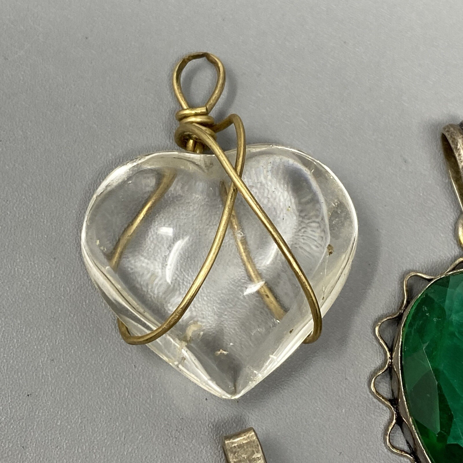 Pedant Lot of 5 Mixed Stone Glass Boho Artisan No Chain Quartz Heart Butterfly
