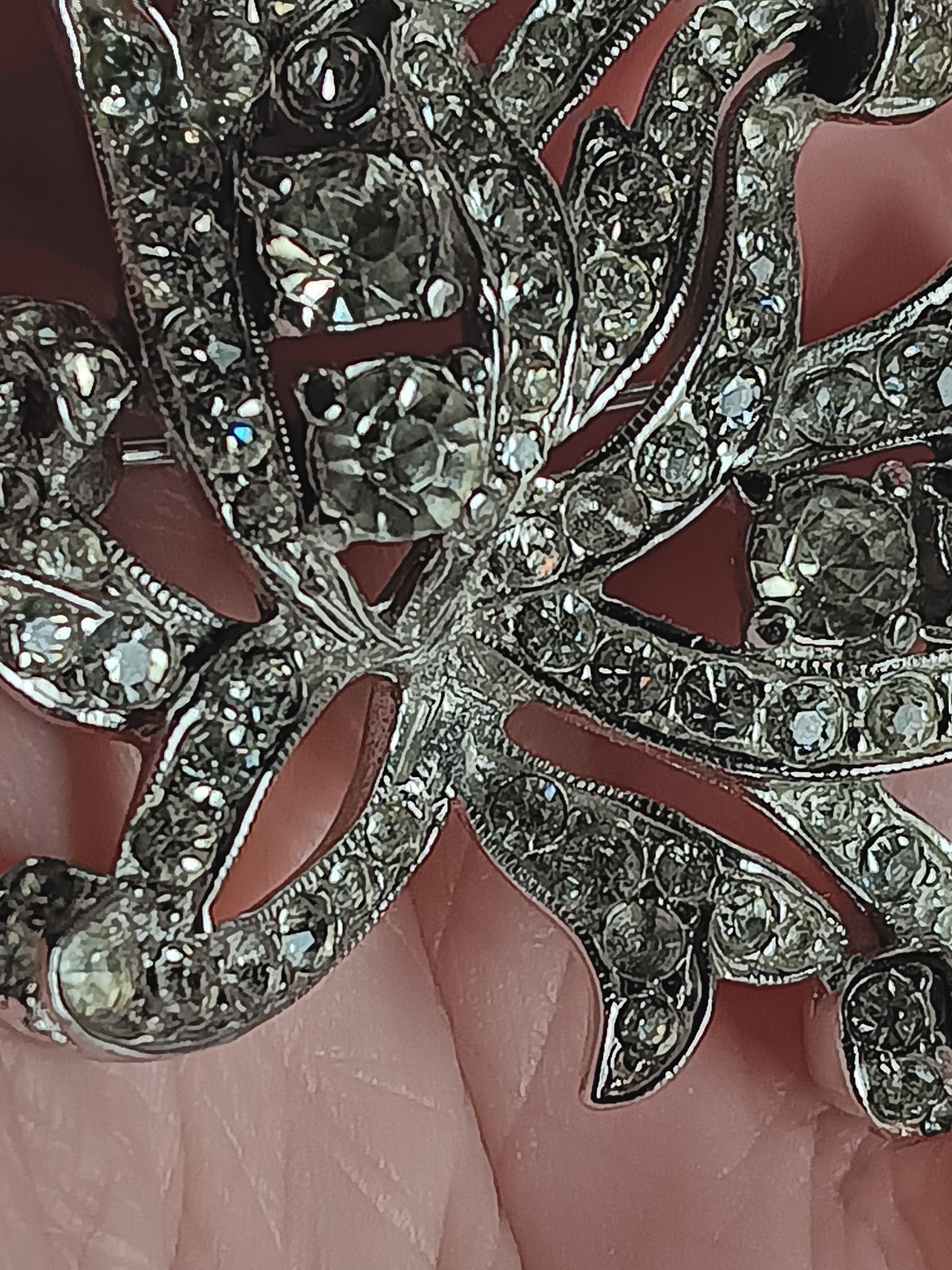 Vintage Dorsons Clear Rhinestone Silver-Tone Brooch Convertible Pendant 1940s