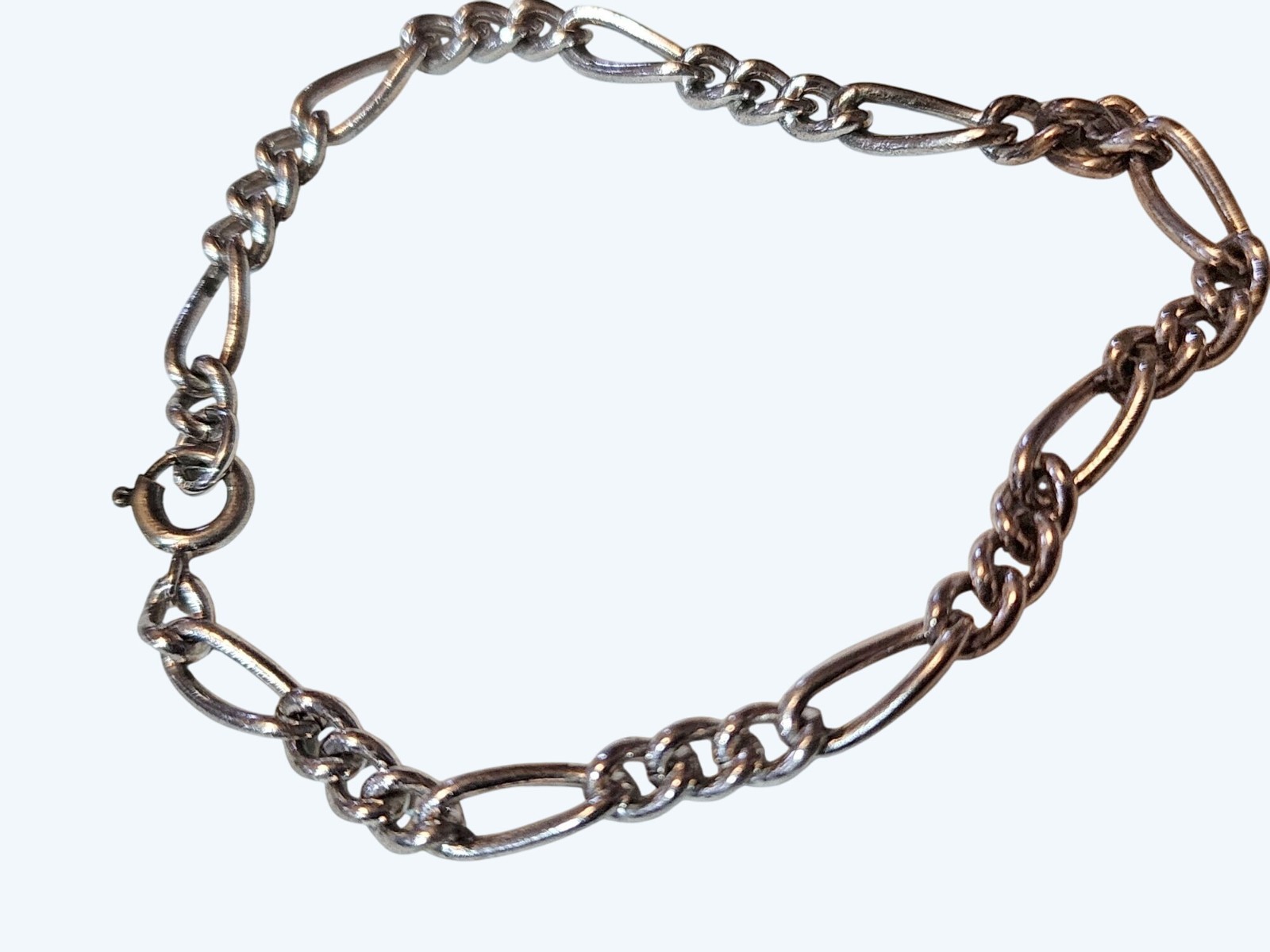 Silver Vintage Figaro Chain Link Bracelet Elegant Jewelry