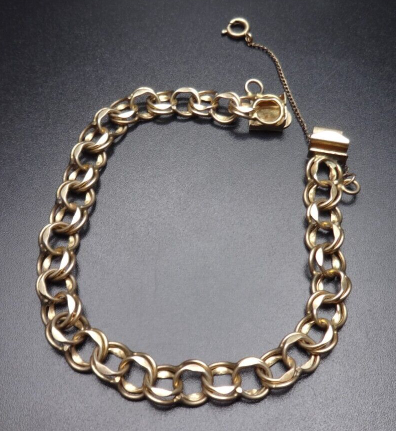 12K GOLD FILLED STARTER CHARM BRACELET CHAIN BRACELET 7″