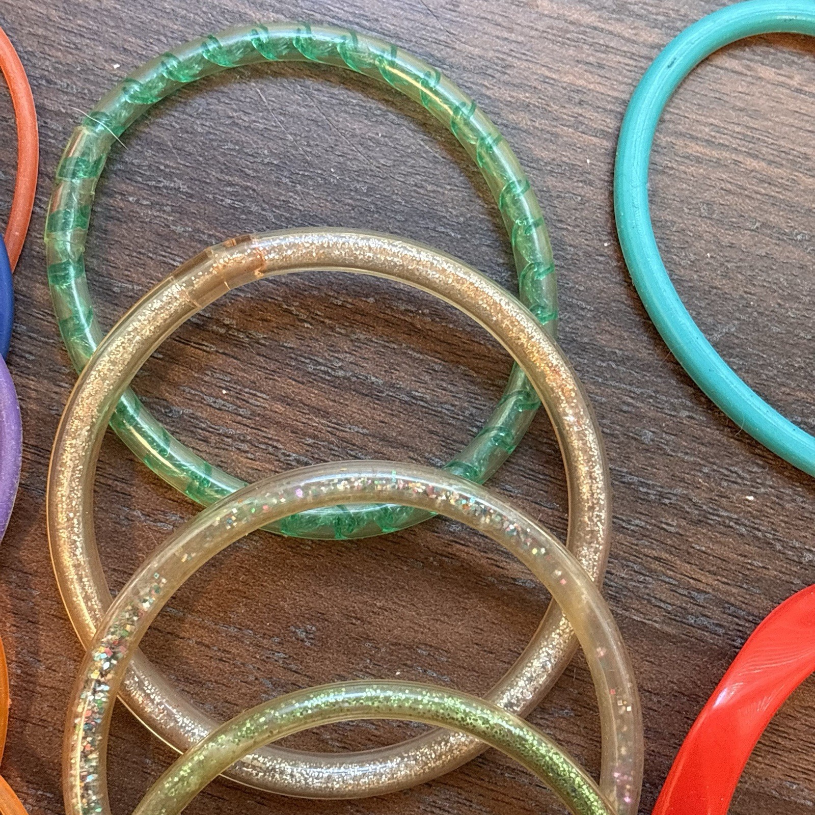 Vintage 1980s Jelly Bracelets Glitter Bangles Jelly Rings Lot Of 37 Pieces