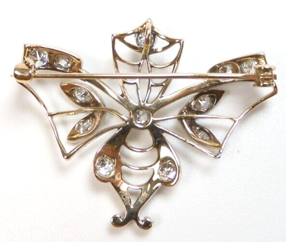 Antique Diamond Butterfly Pin Brooch Pendant Platinum 14KY EGL USA 1.53 x 1.22″