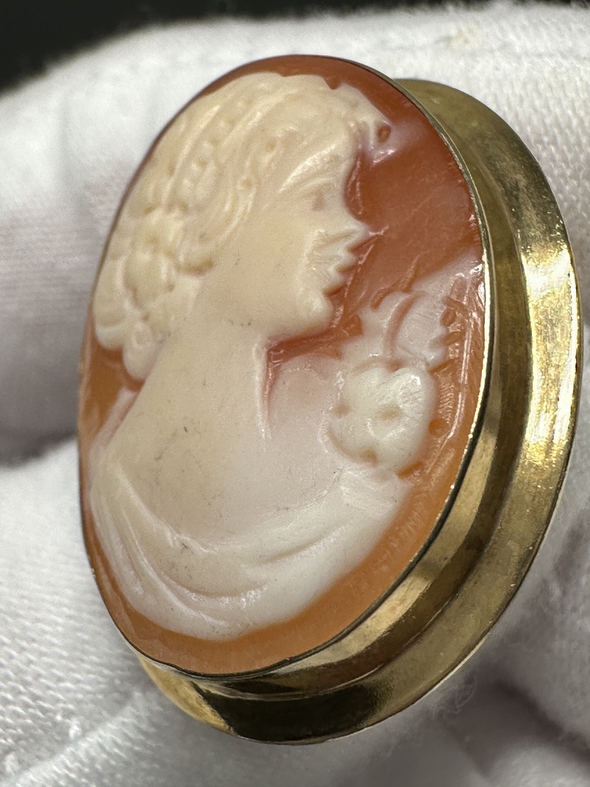 VINTAGE GOLD PLATED STERLING CAMEO CONVERTIBLE BROOCH PENDANT N751