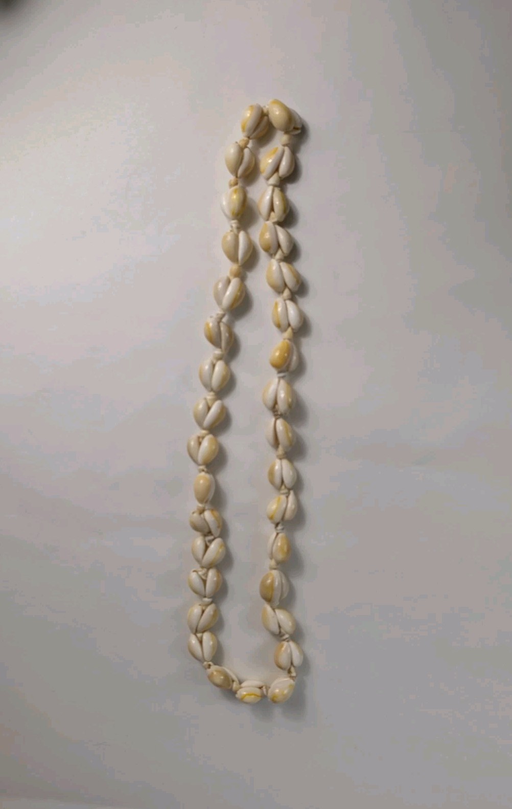 Vintage Hand Knotted Polished Large Sea Shell Beaded Long Necklace Unique Design