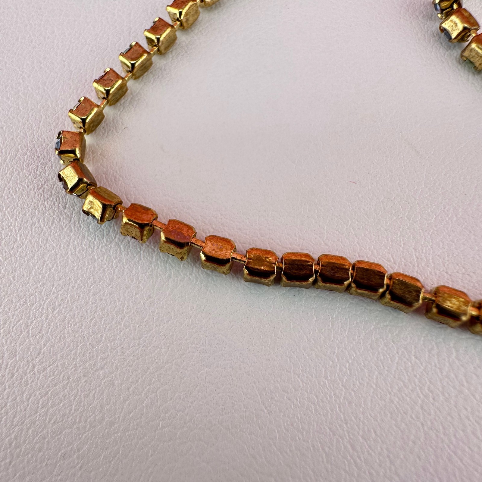 Vintage Rhinestone Bracelet Pastel Multi Color Gold Tone Tennis Cup Chain 6.75″