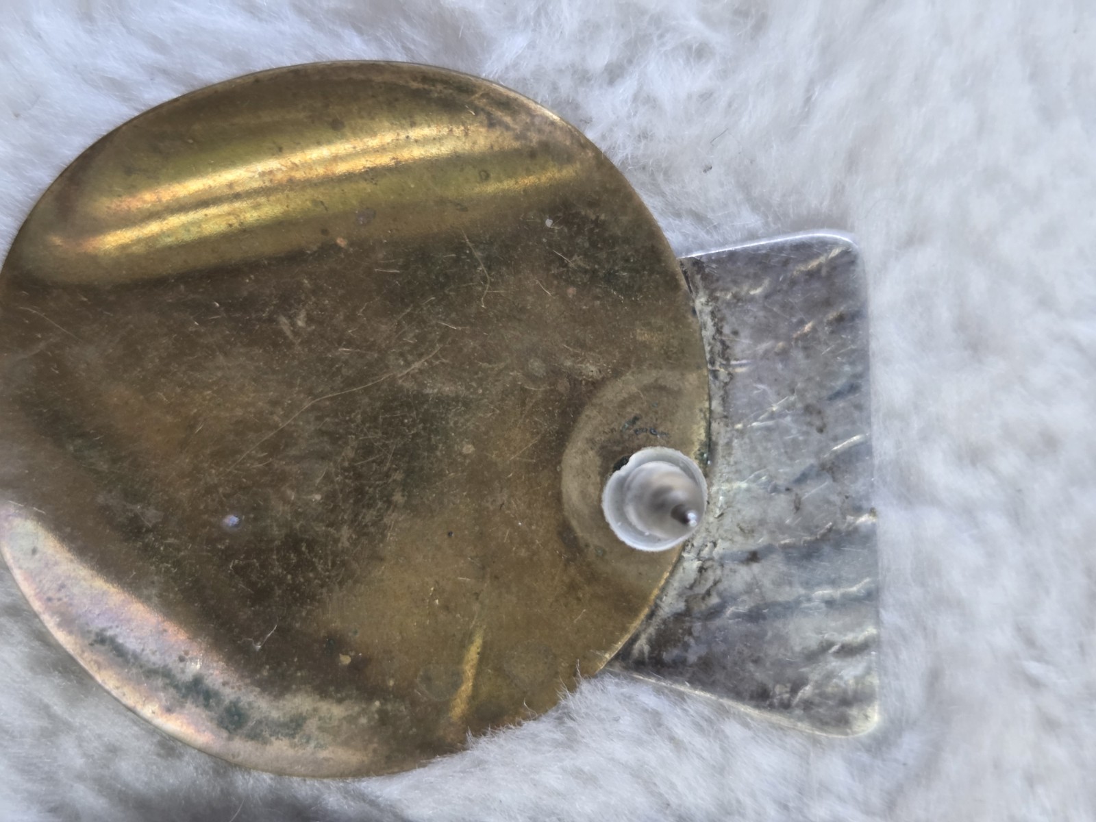 🖤Vintage Modernist Sterling Silver Brass Mixed Metal Abstract Gallery Earrings