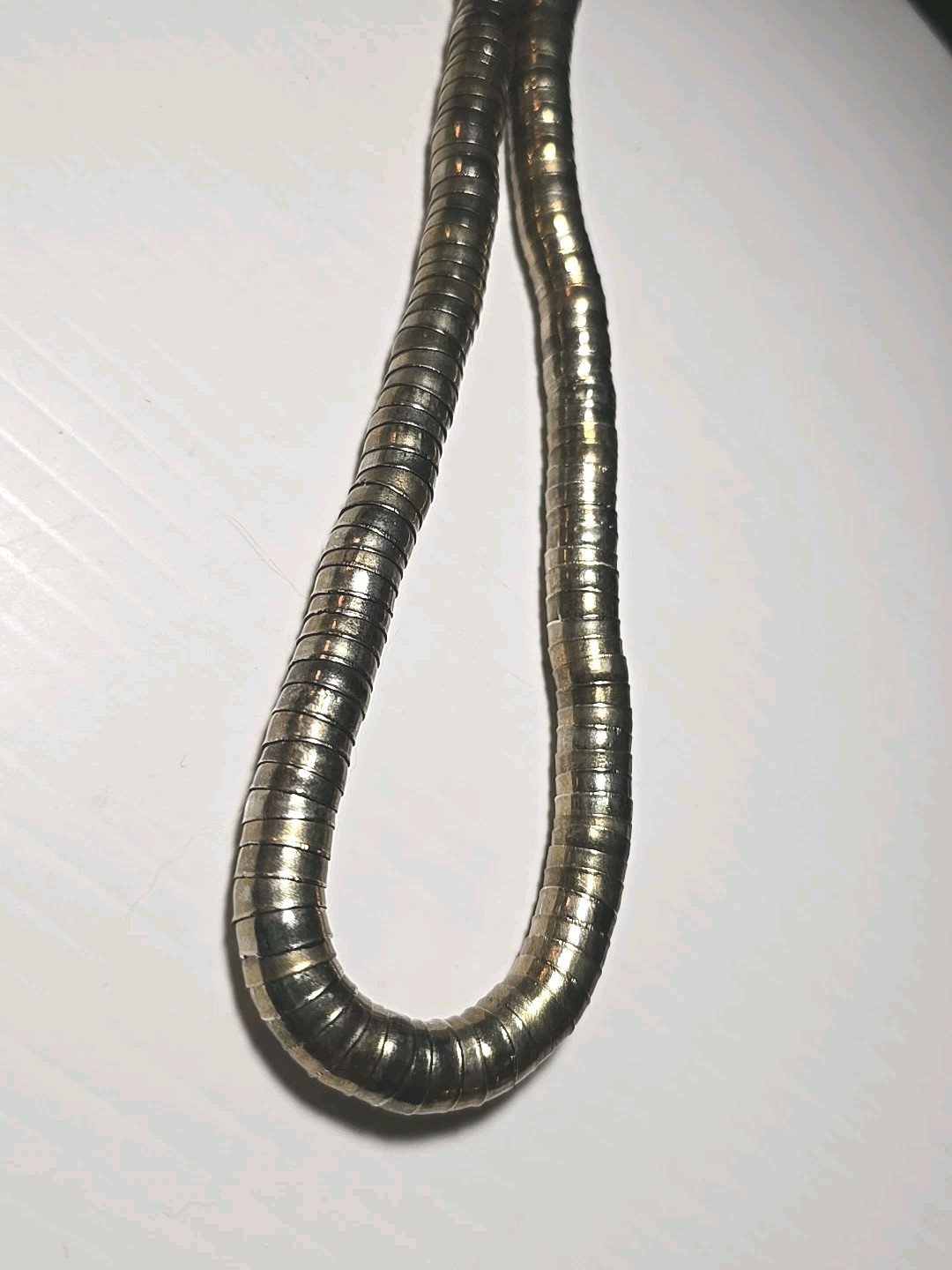 Vtg 70s Snake Coil Necklace 30″ Articulated Segmented Gold Tone Egyptian Revival