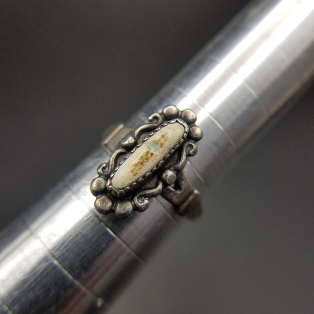 1950s BELL TRADING POST Jasper Flower Motif Sterling Silver Vintage Ring 2g