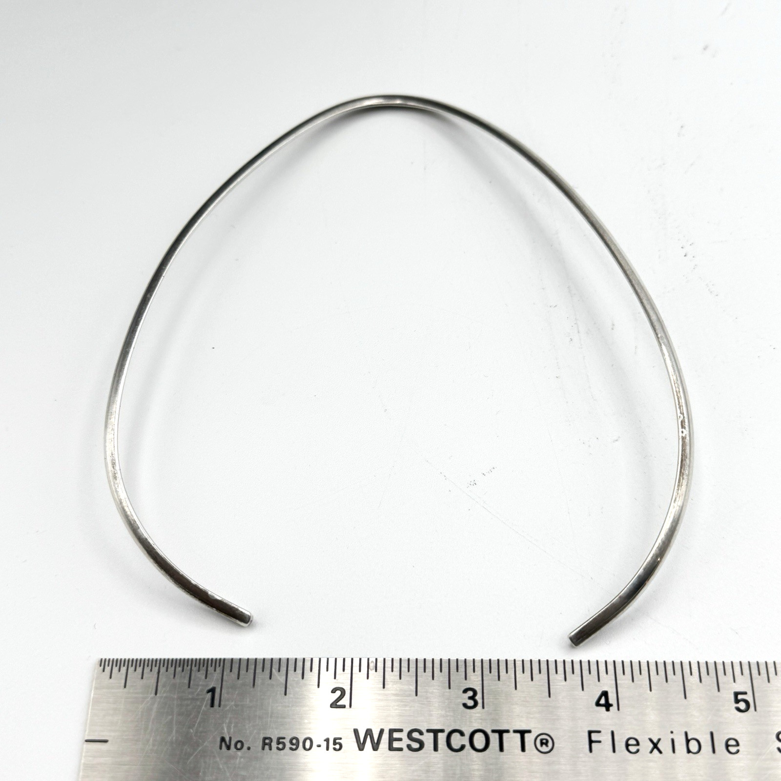 Vintage Sterling Silver V Torque Necklace Collar Choker 14″ 39g 2.5mm x 5.1mm
