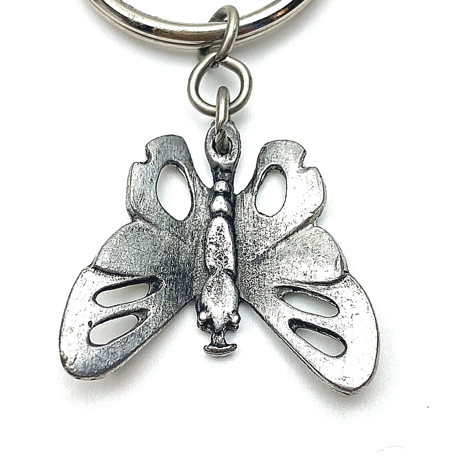 Butterfly Pendant or Key Ring 70’s Scadia Viking Pewter Metal Gift Vintage