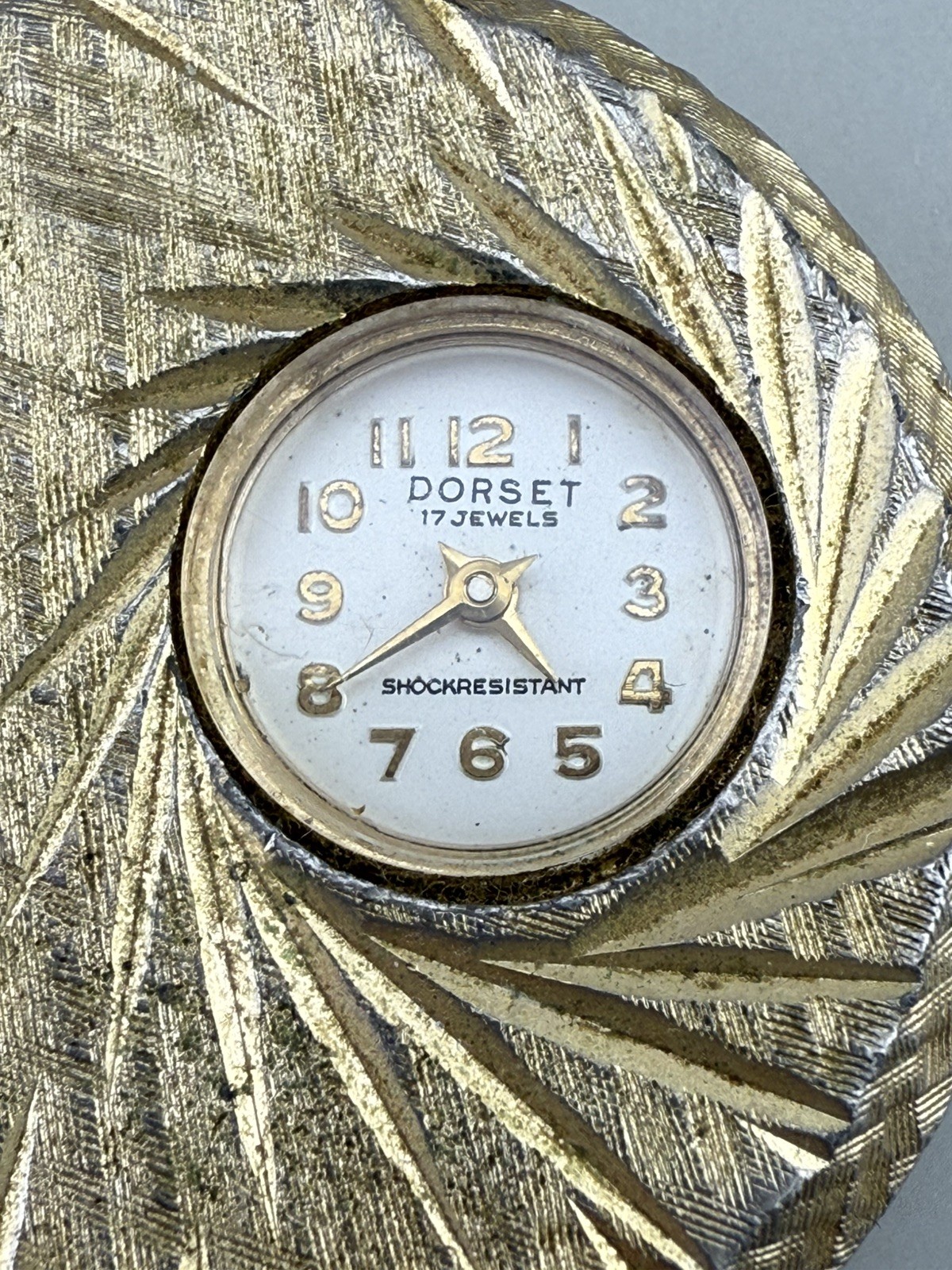 Vintage Dorset Swiss Pendant Watch Mid Century Atomic Starburst Manual 25″ Chain