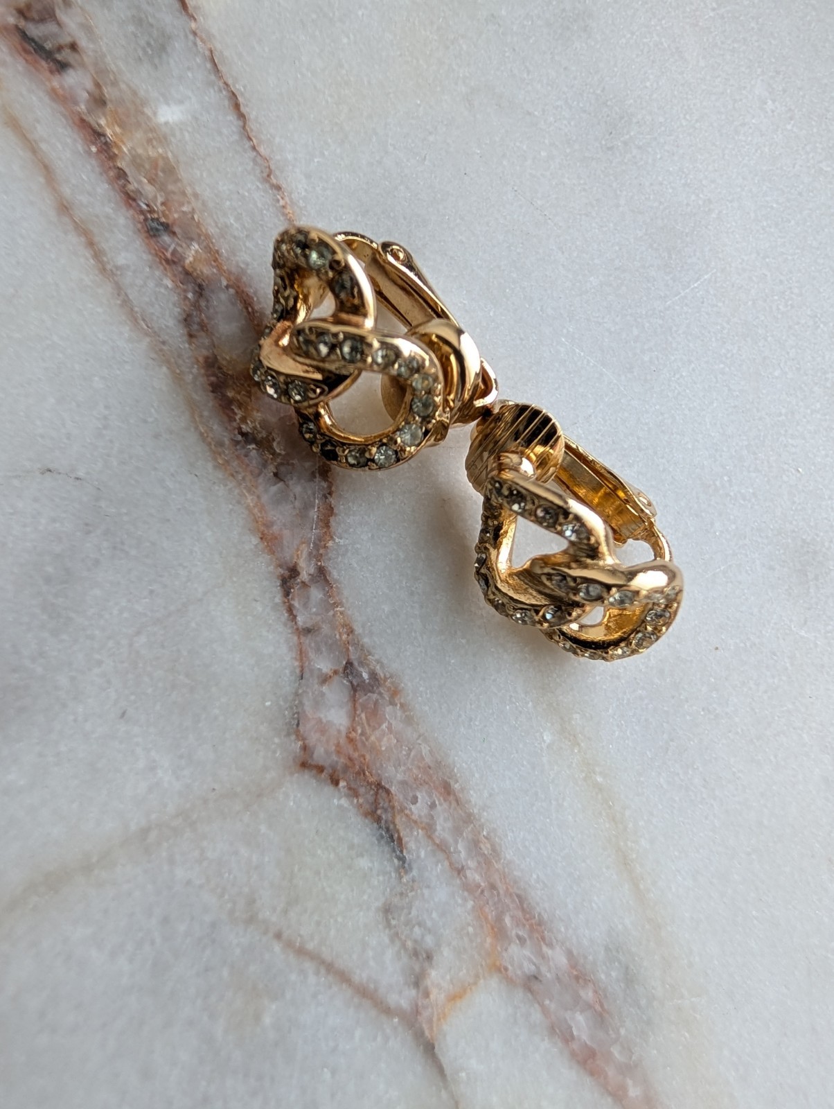 Vintage Christian Dior Gold-Tone Knotted Rope Clip-On Earrings