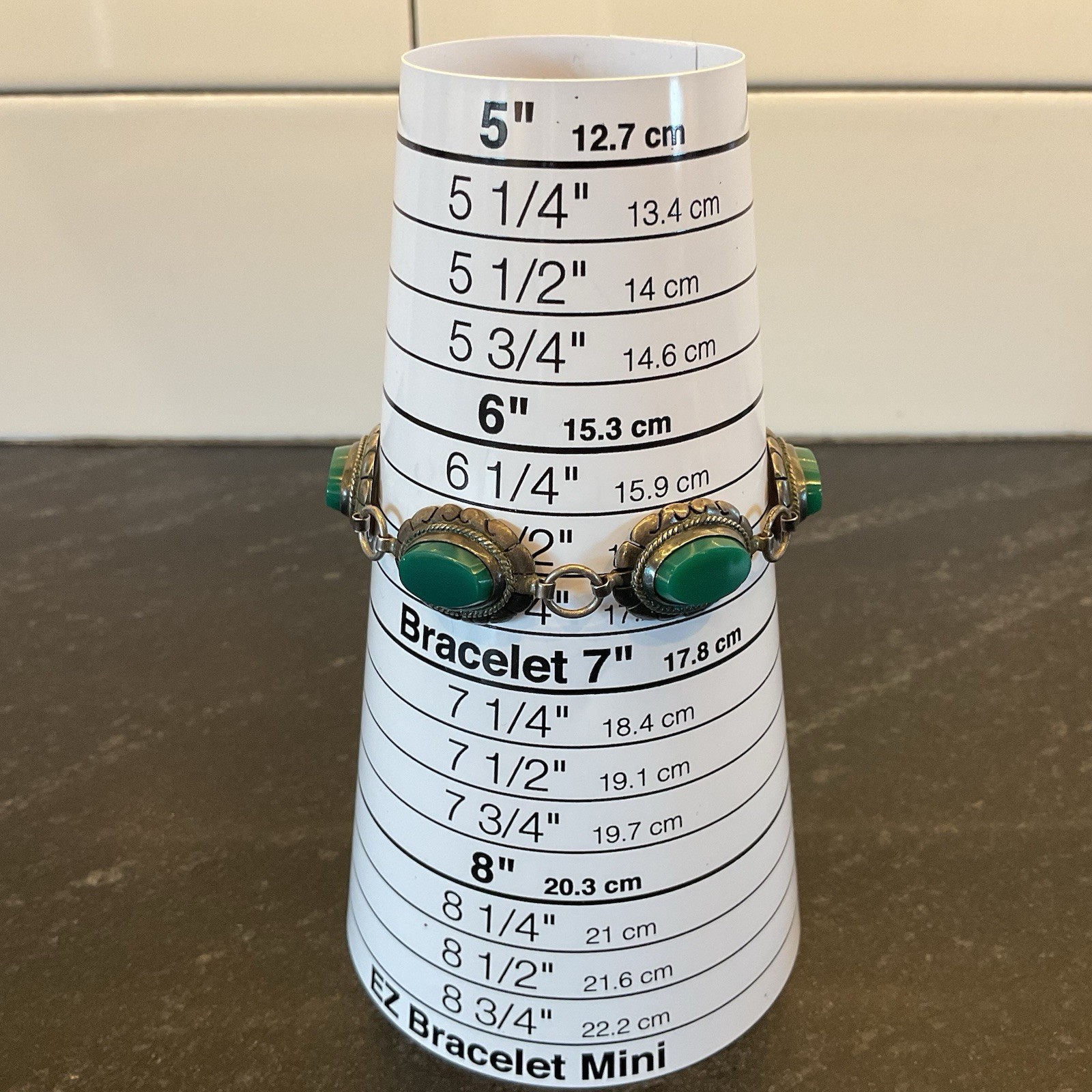 Vintage Mexican Sterling Silver With Green Onyx Stamped “Hecho En Mex”