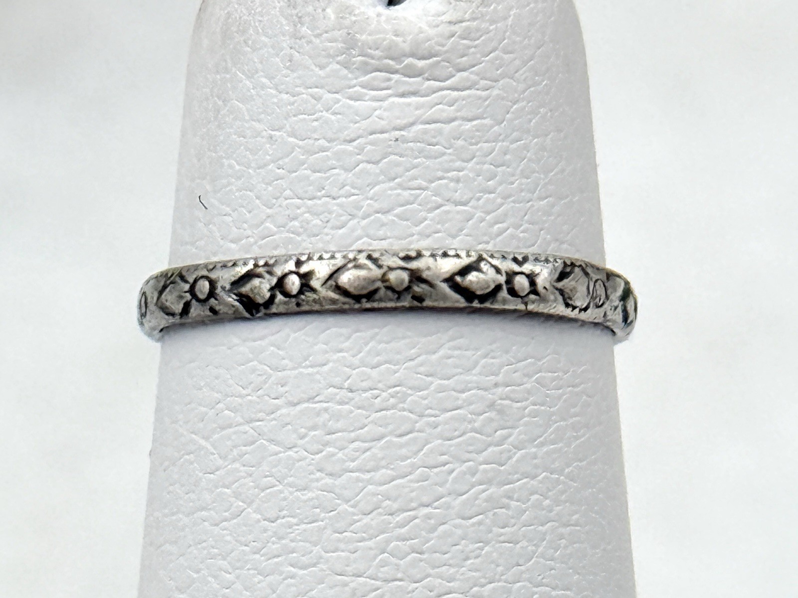 Antique Sterling Silver Babies Birth Ring Band Blossom Sz 1.5 2mm￼