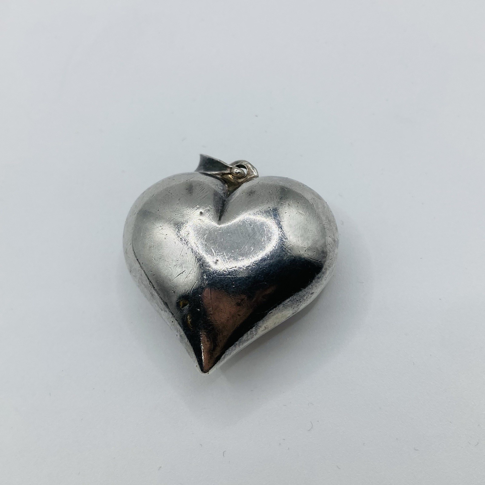 Vintage Large Puff Heart Pendant 925 Sterling Silver 6.6 grams
