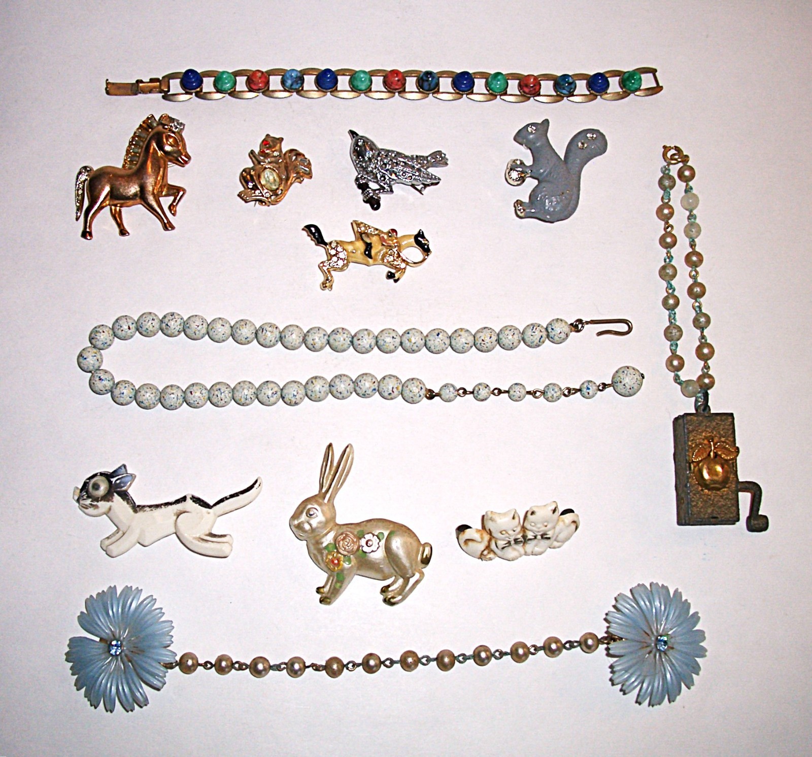 Vtg 12 pc Lot 50s Fashion Jewelry Rhinestones Pins Bracelets CORO West Germany