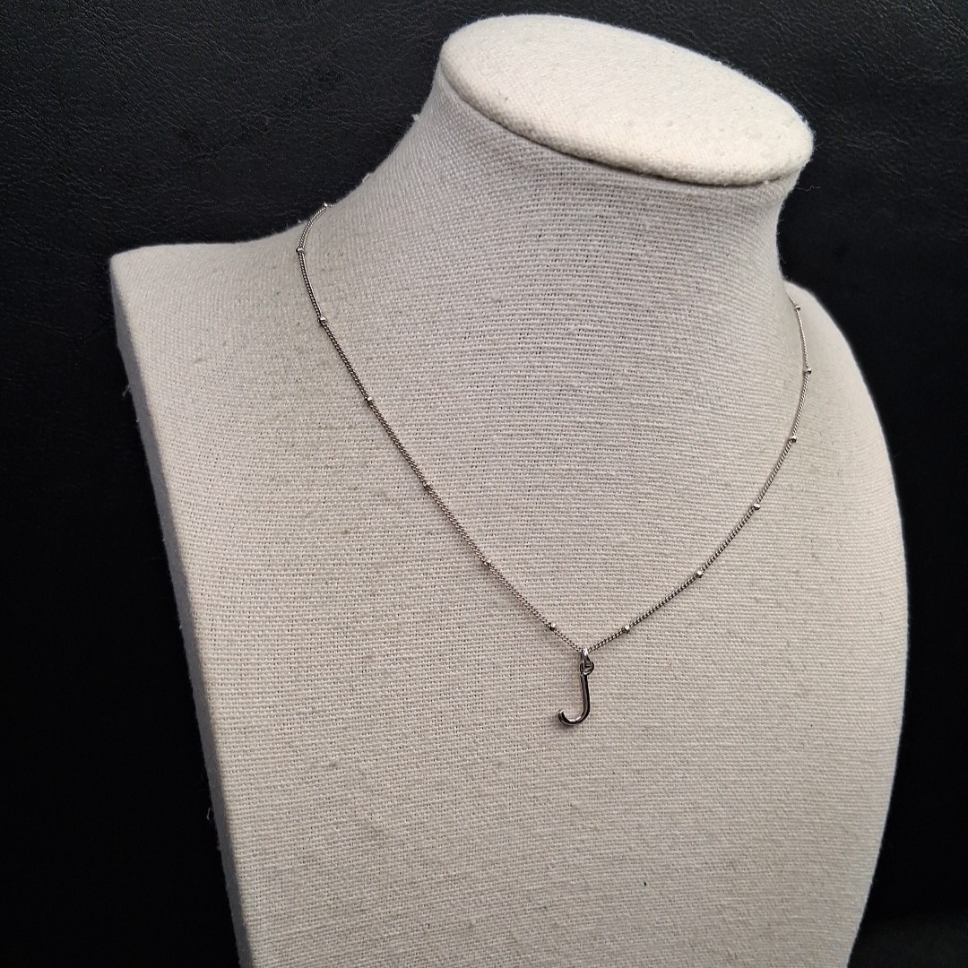 STERLING FOREVER 925 Station Chain Necklace Whit Letter “J” Pendent. 17.192